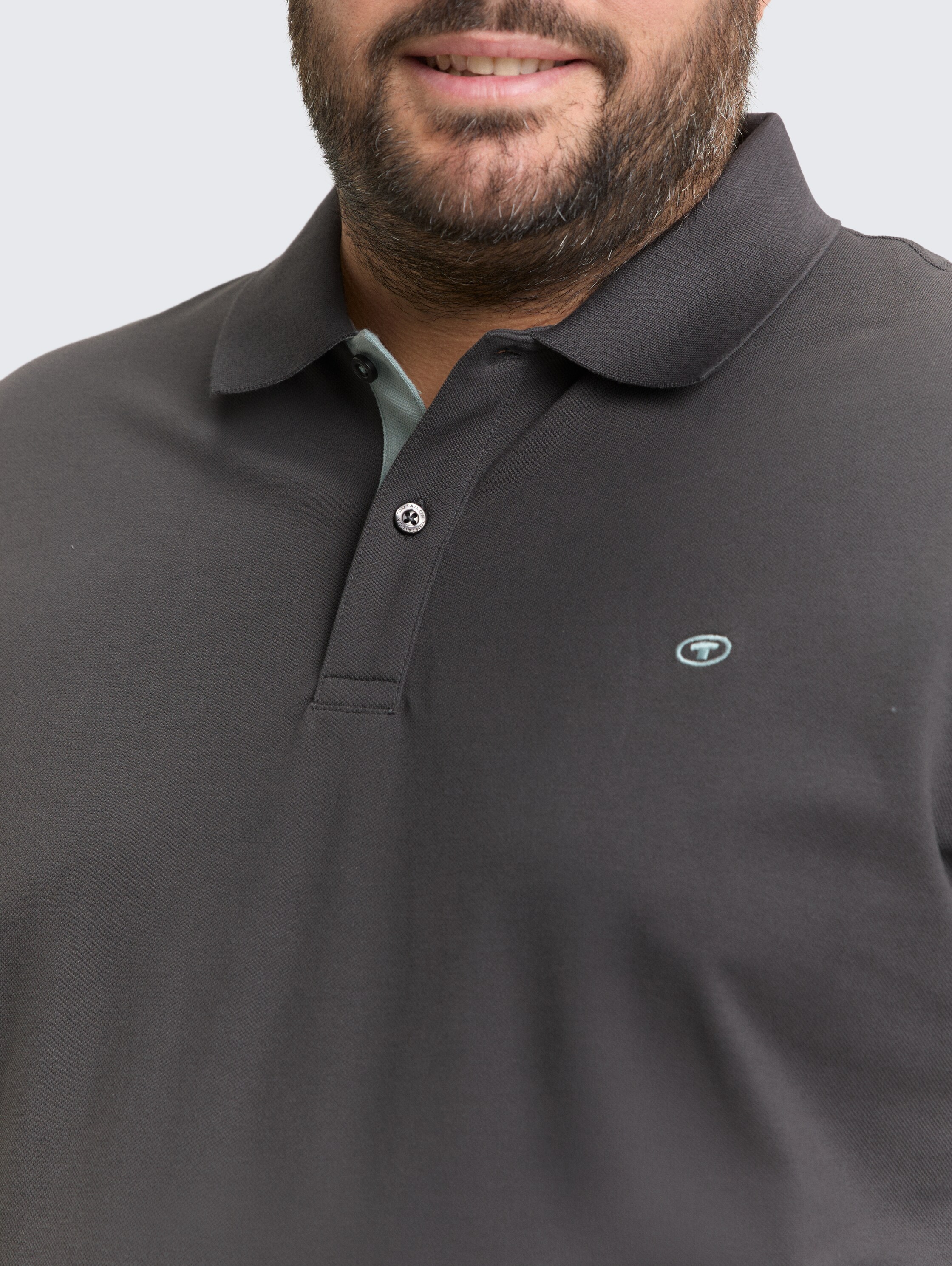 Plus Size - Piqué polo met geborduurd logo - dark_shadow - 