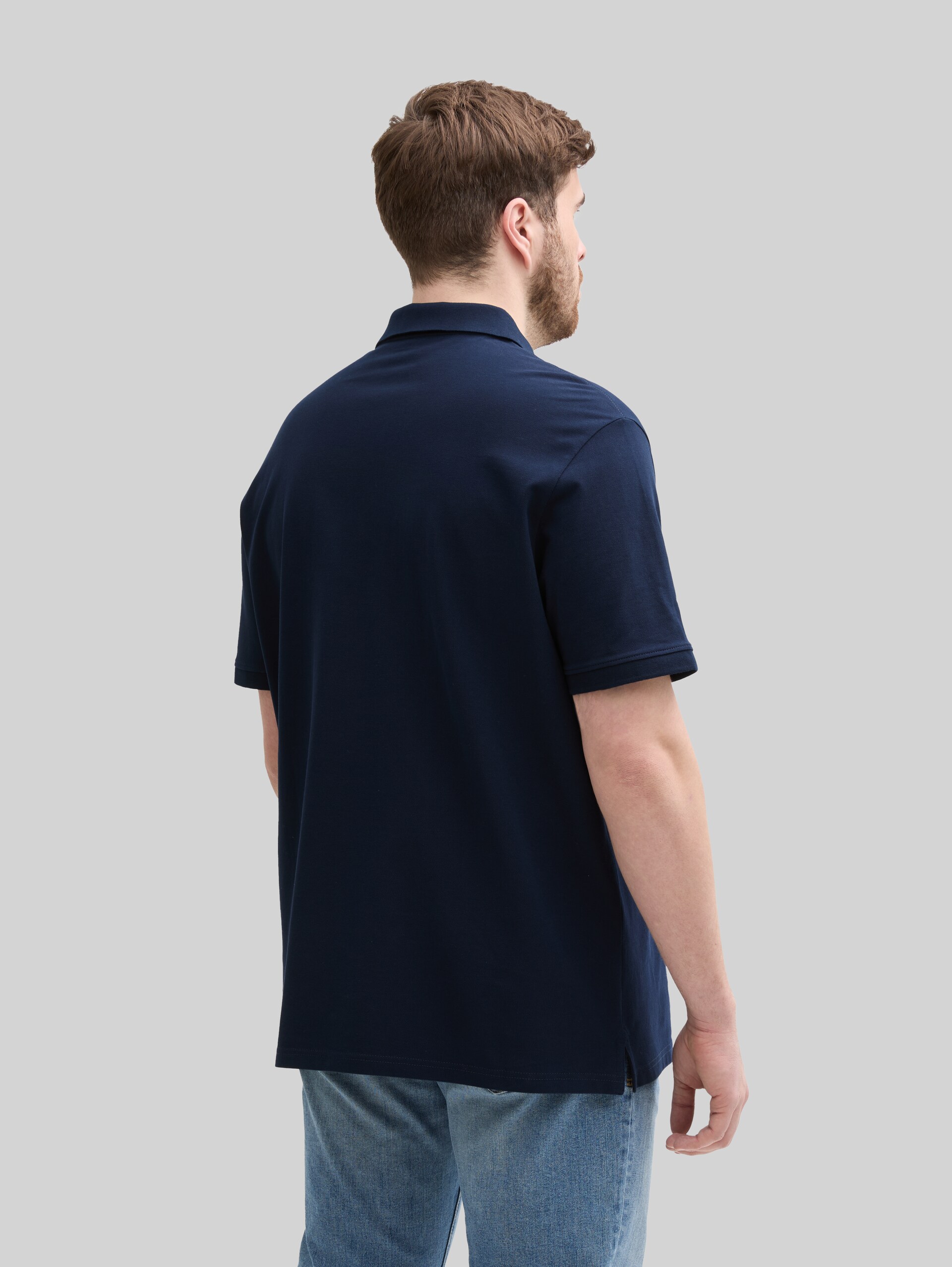 Plus Size - piqué polo shirt with embroidered logo - sky captain blue