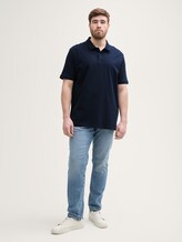 Plus Size - Piqué Poloshirt mit Logo-Stickerei - sky captain blue