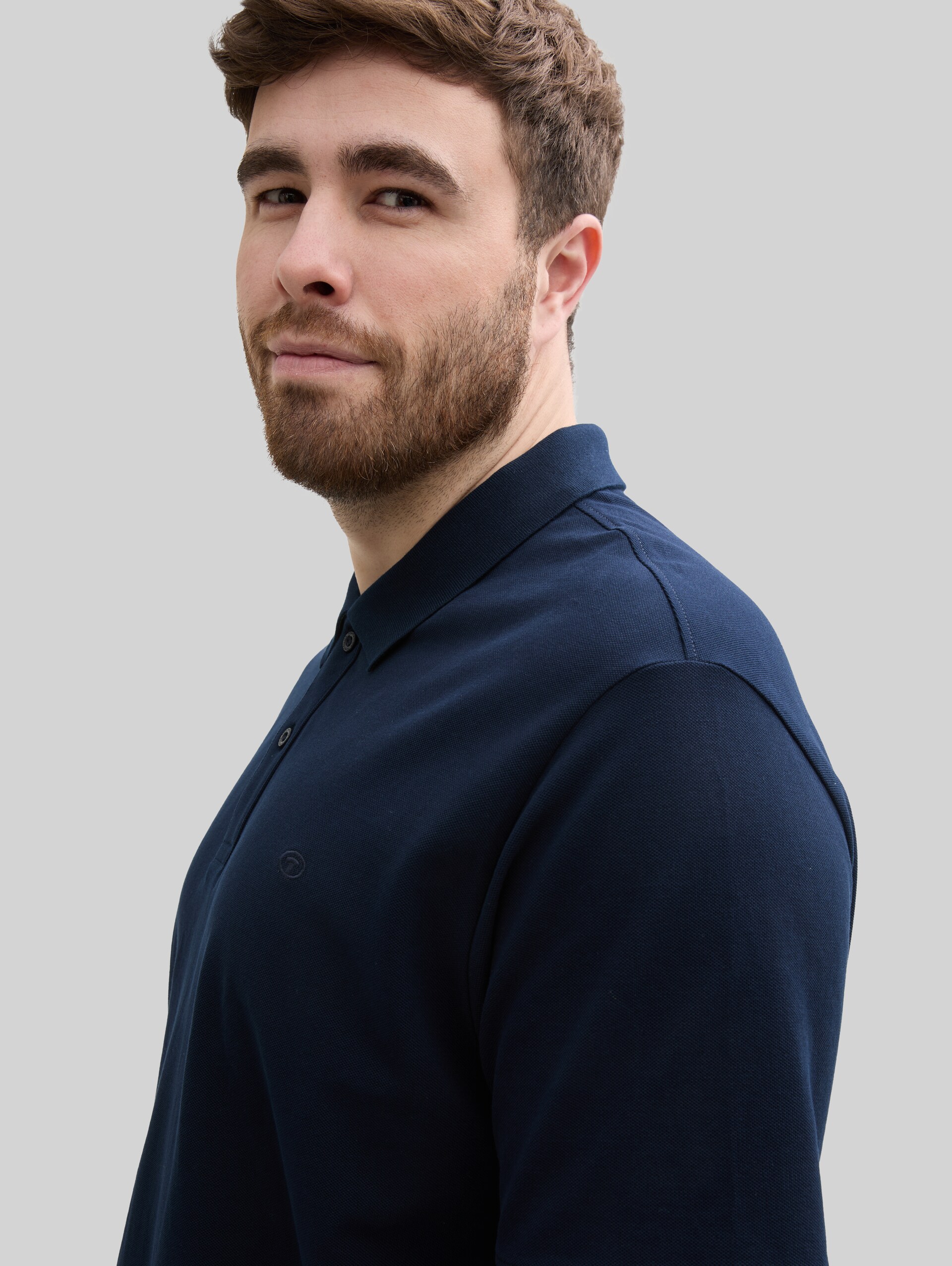 Plus Size - piqué polo shirt with embroidered logo - sky captain blue