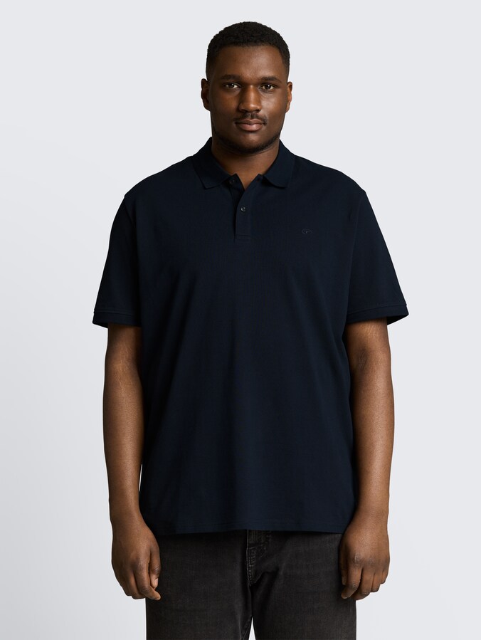 Plus Size - piqué polo shirt with embroidered logo by Men Plus Size, Sky Captain Blue