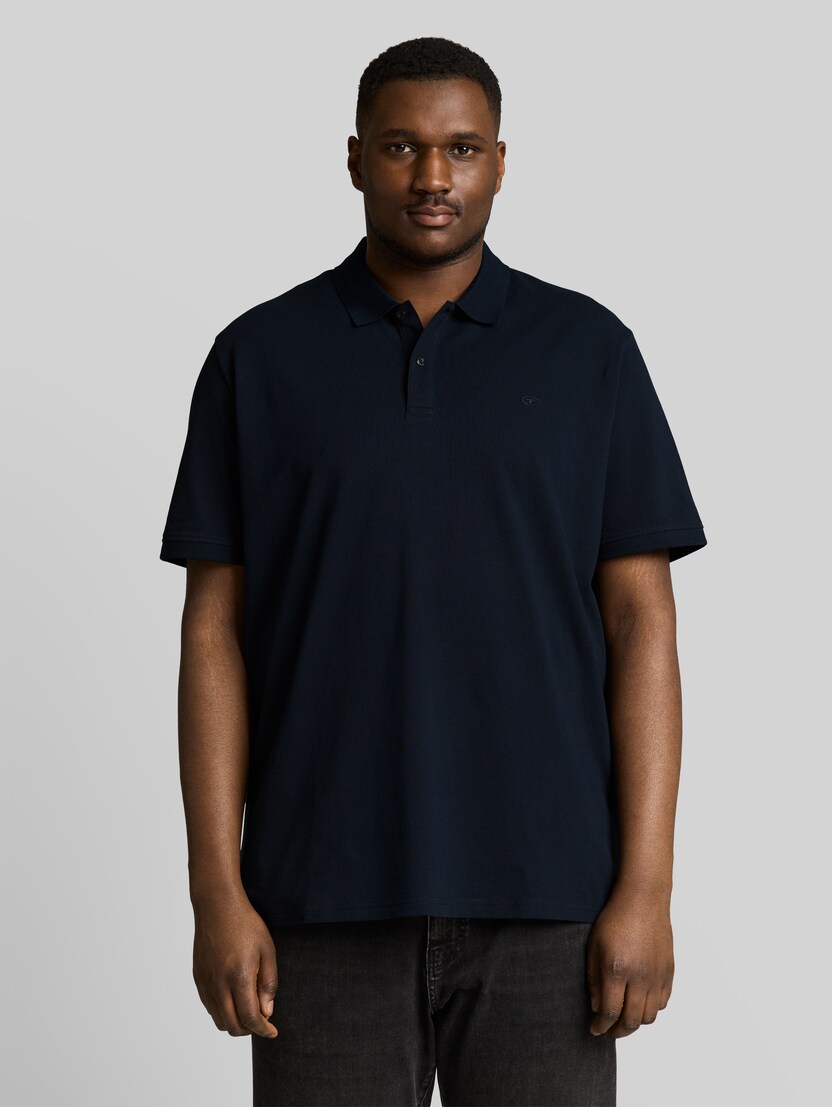 Plus Size - Piqué-poloshirt met geborduurd logo door Men Plus Size, Sky Captain Blue