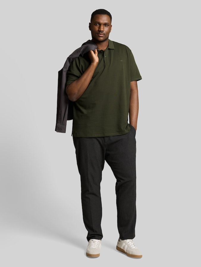 Plus Size - Piqué poloshirt met geborduurd logo door Men Plus Size, deep leaf green