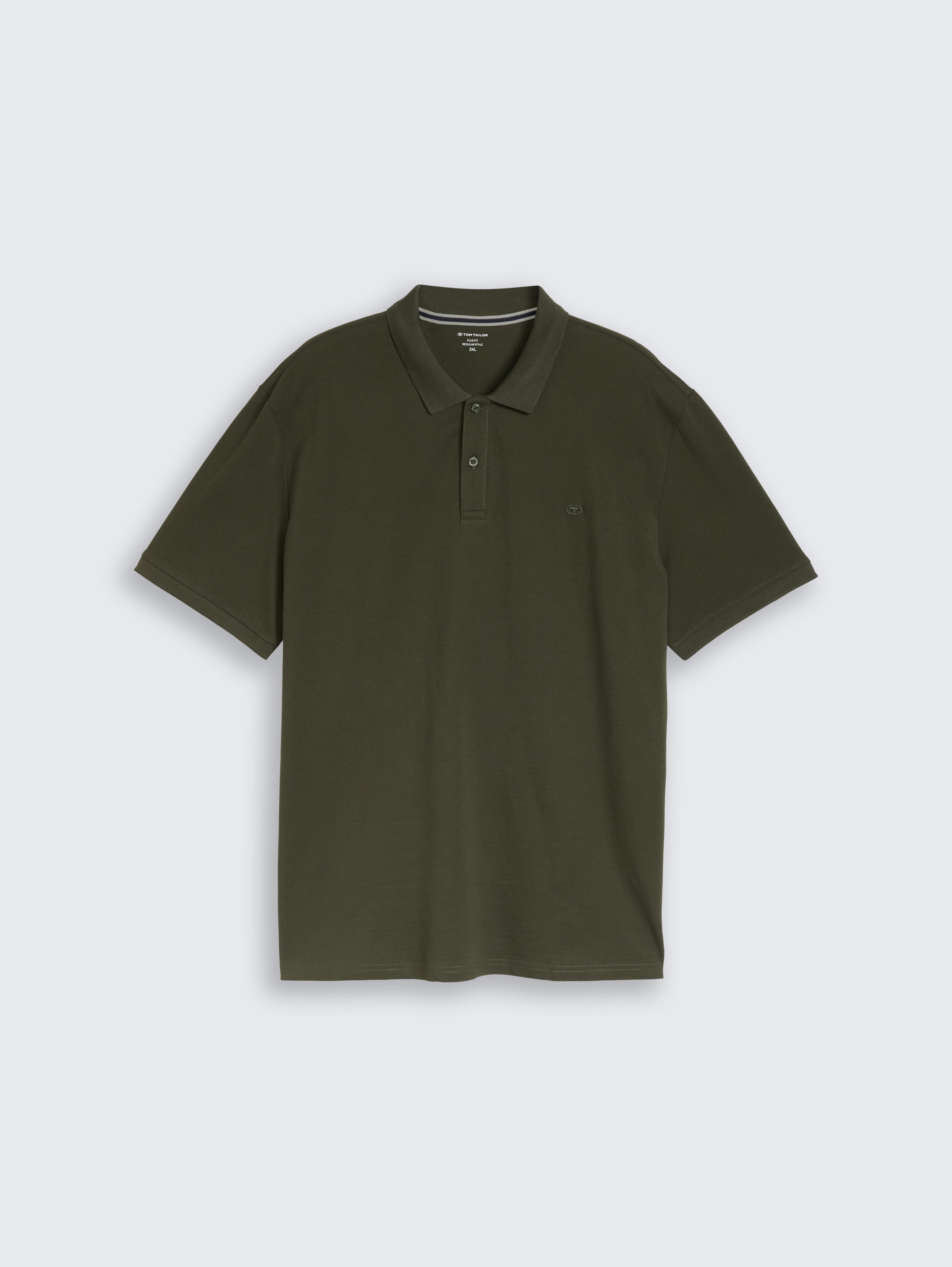 Plus Size - Piqué poloshirt met geborduurd logo door Men Plus Size, deep leaf green