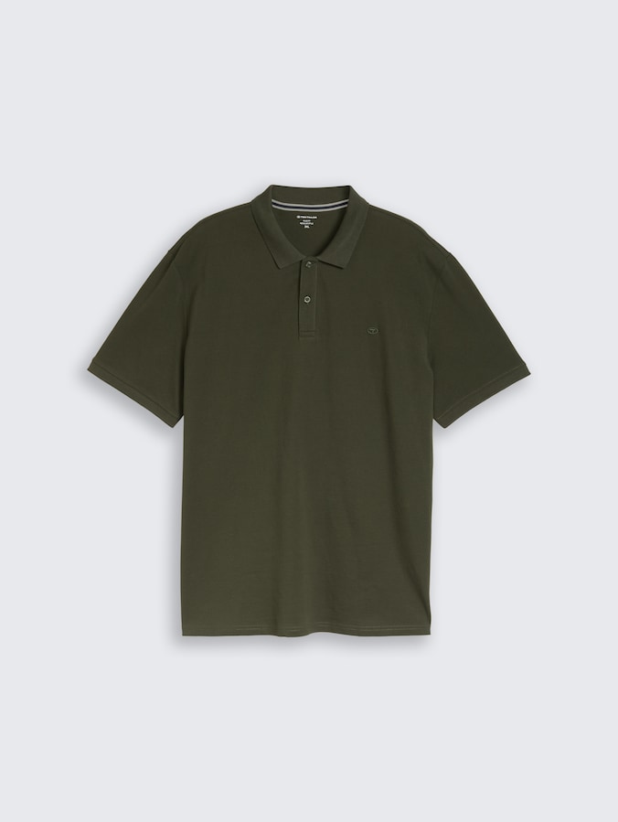 Plus Size - Piqué Poloshirt mit Logo-Stickerei von Men Plus Size, deep leaf green