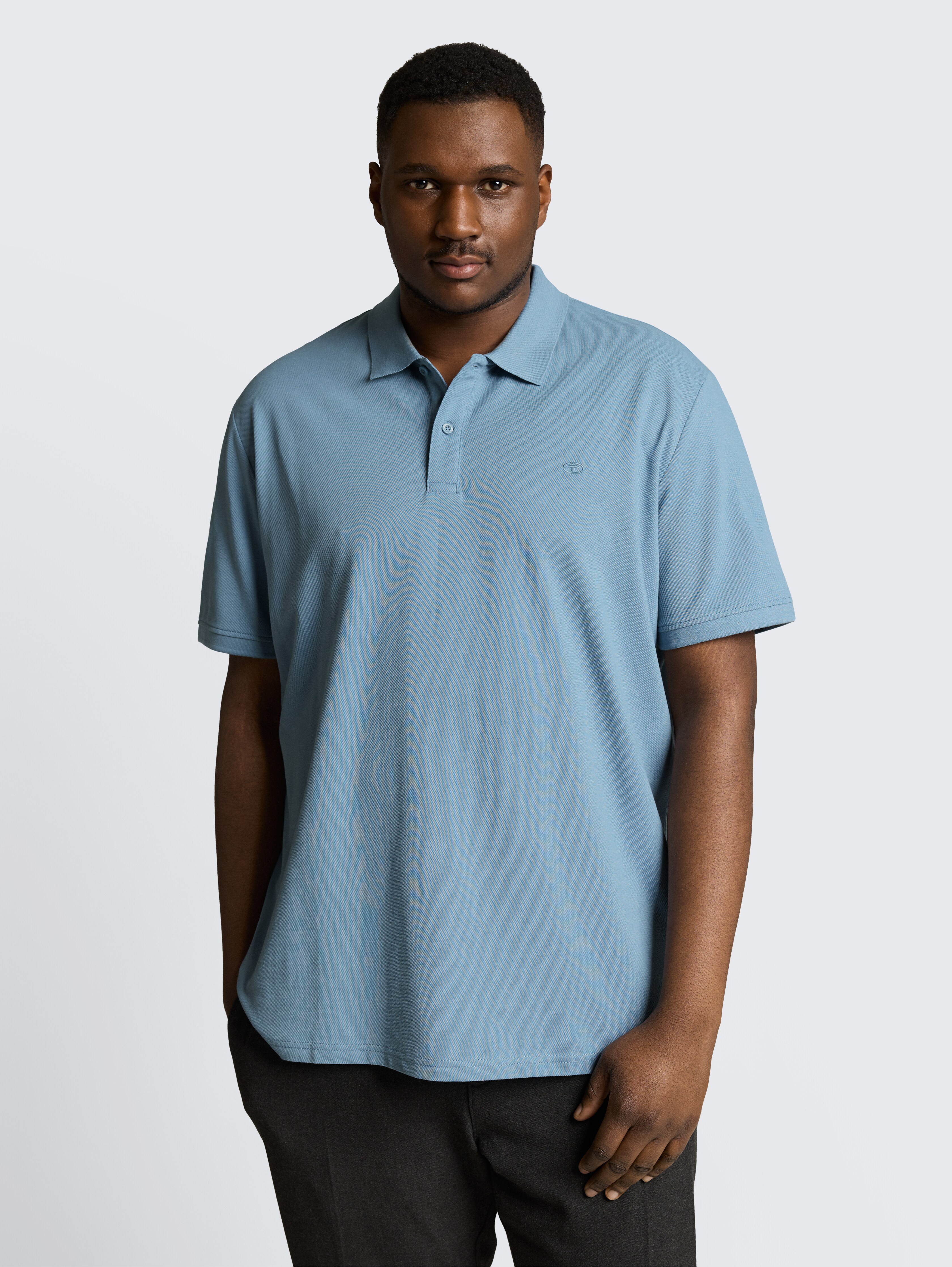 Plus Size - Piqué Poloshirt mit Logo-Stickerei von Men Plus Size, mountain spring blue