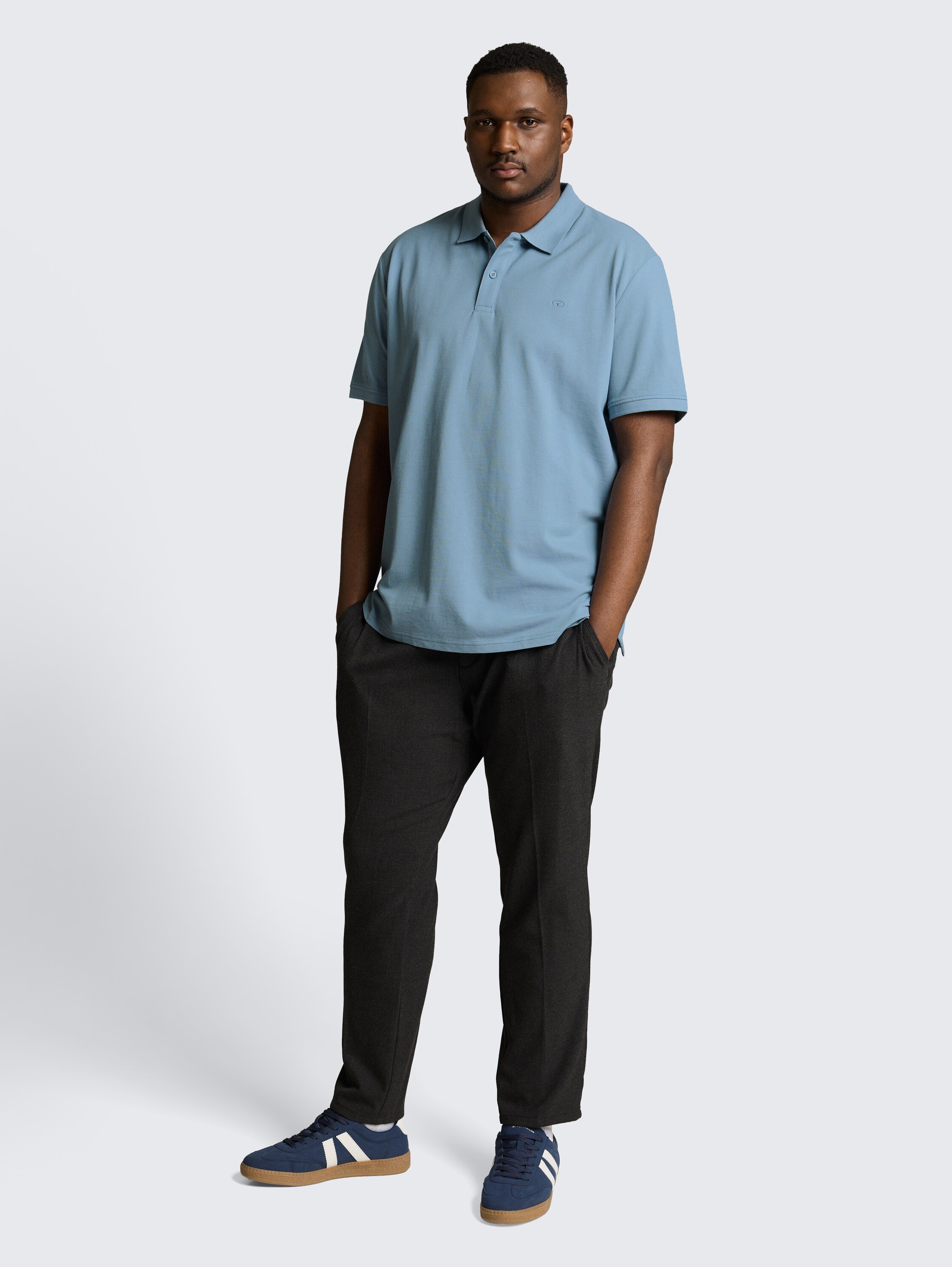 Plus Size - Piqué poloshirt met geborduurd logo - mountain_spring_blue - 