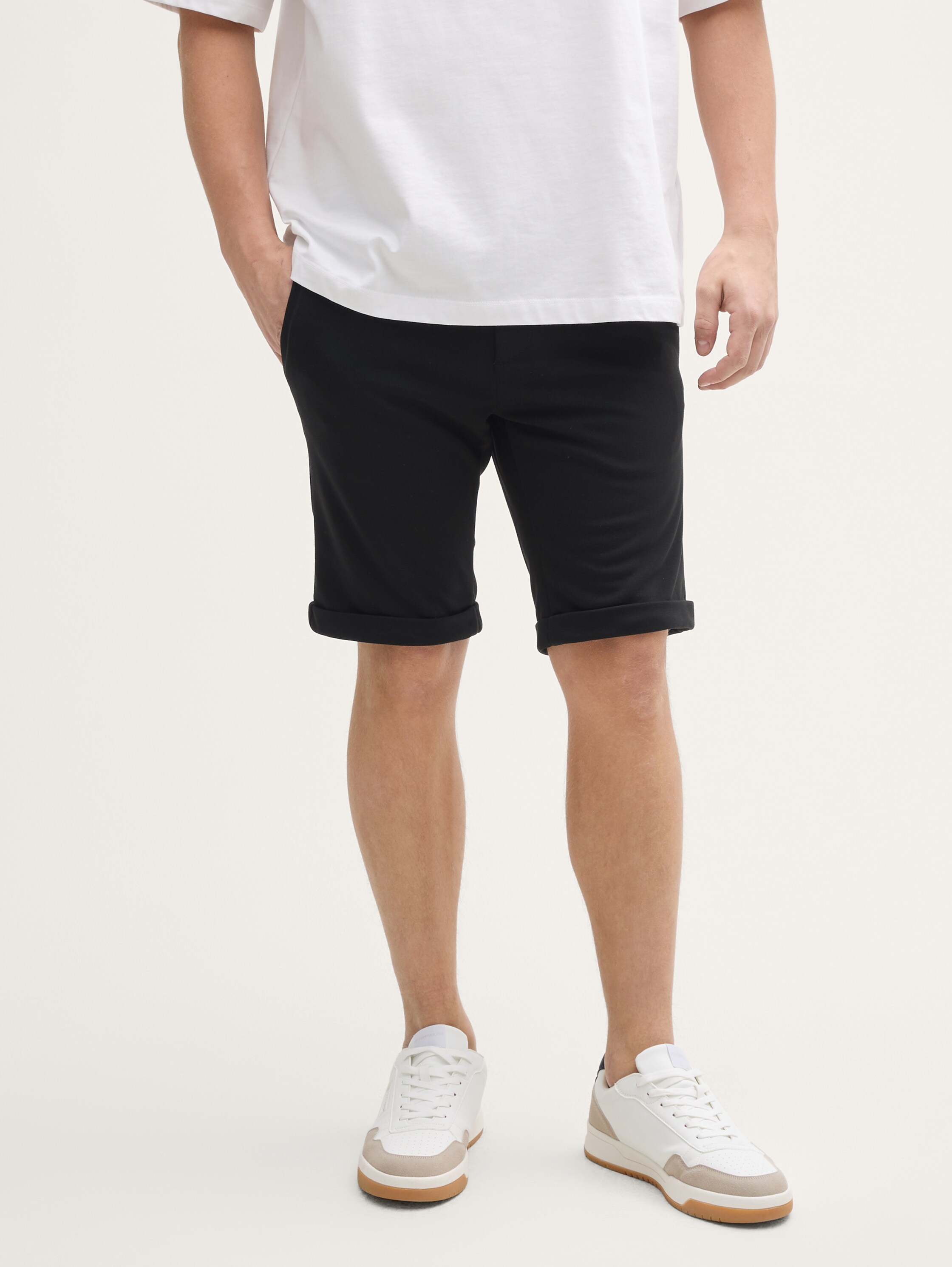 Slanke piqué chino shorts - black - 