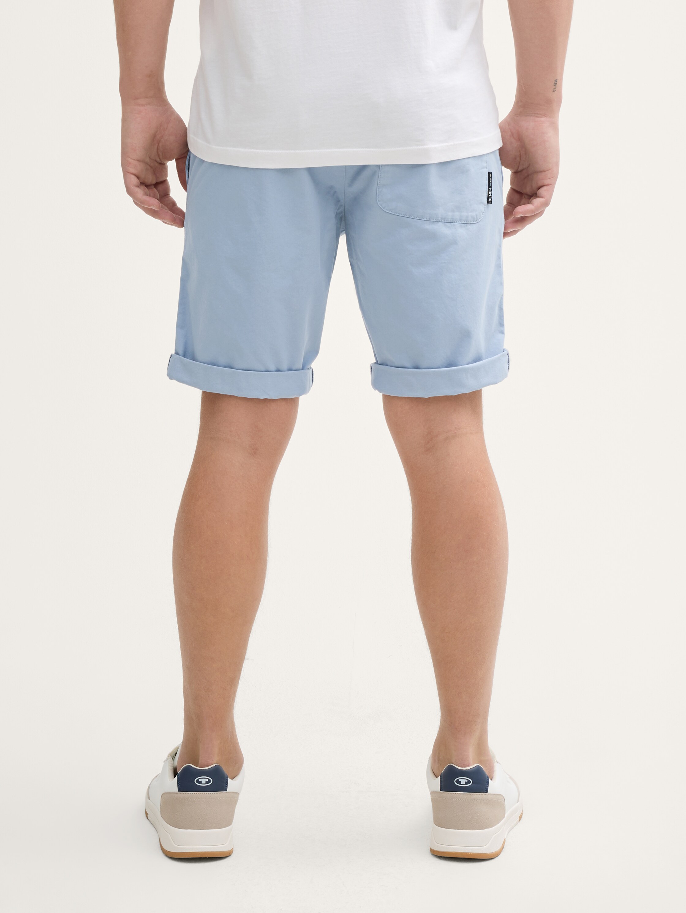 Regular Shorts mit Gummibund aus Baumwolle - dusty_aquamarine_blue - 