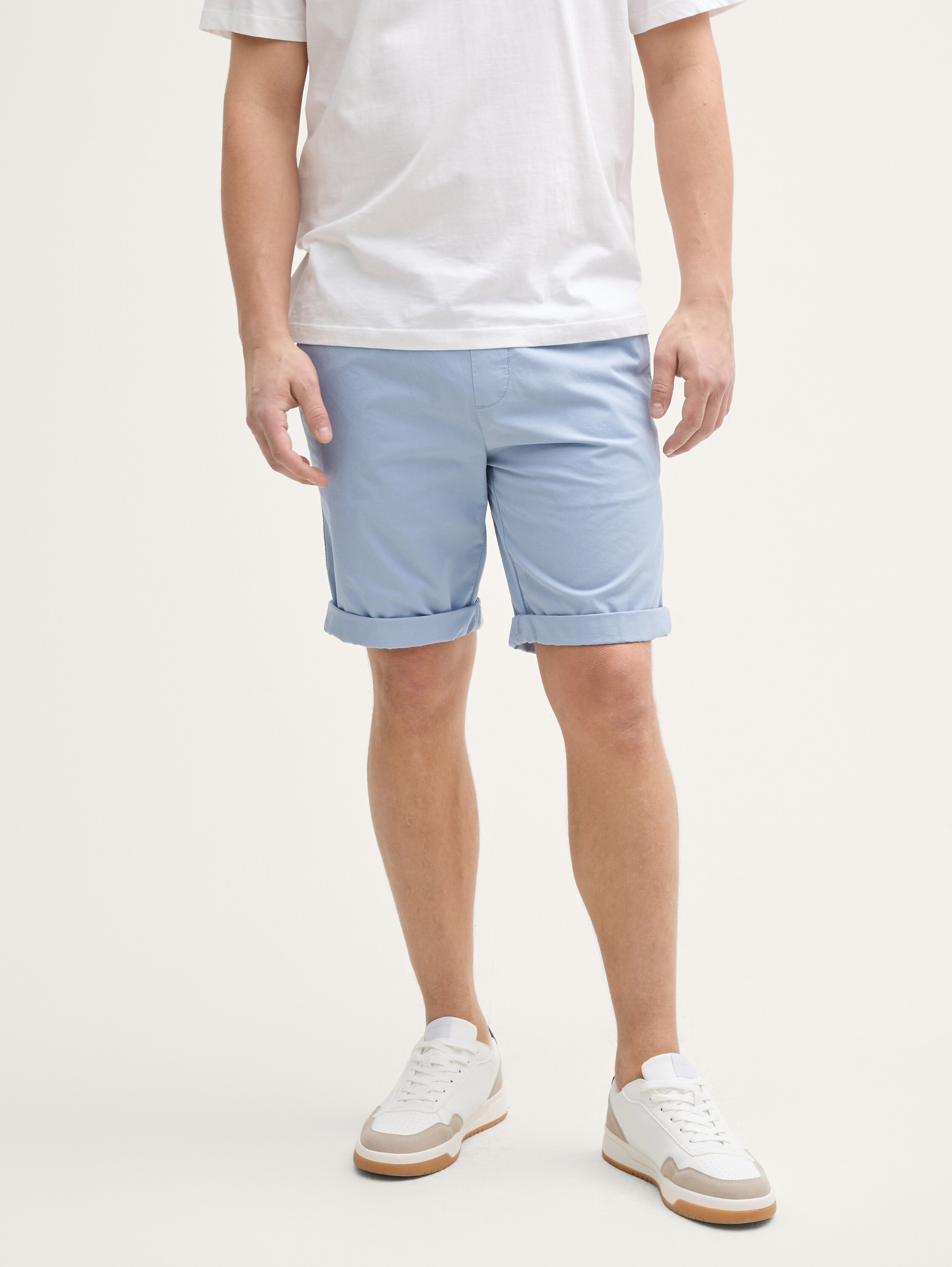 Regular Shorts mit Gummibund aus Baumwolle - dusty_aquamarine_blue - 
