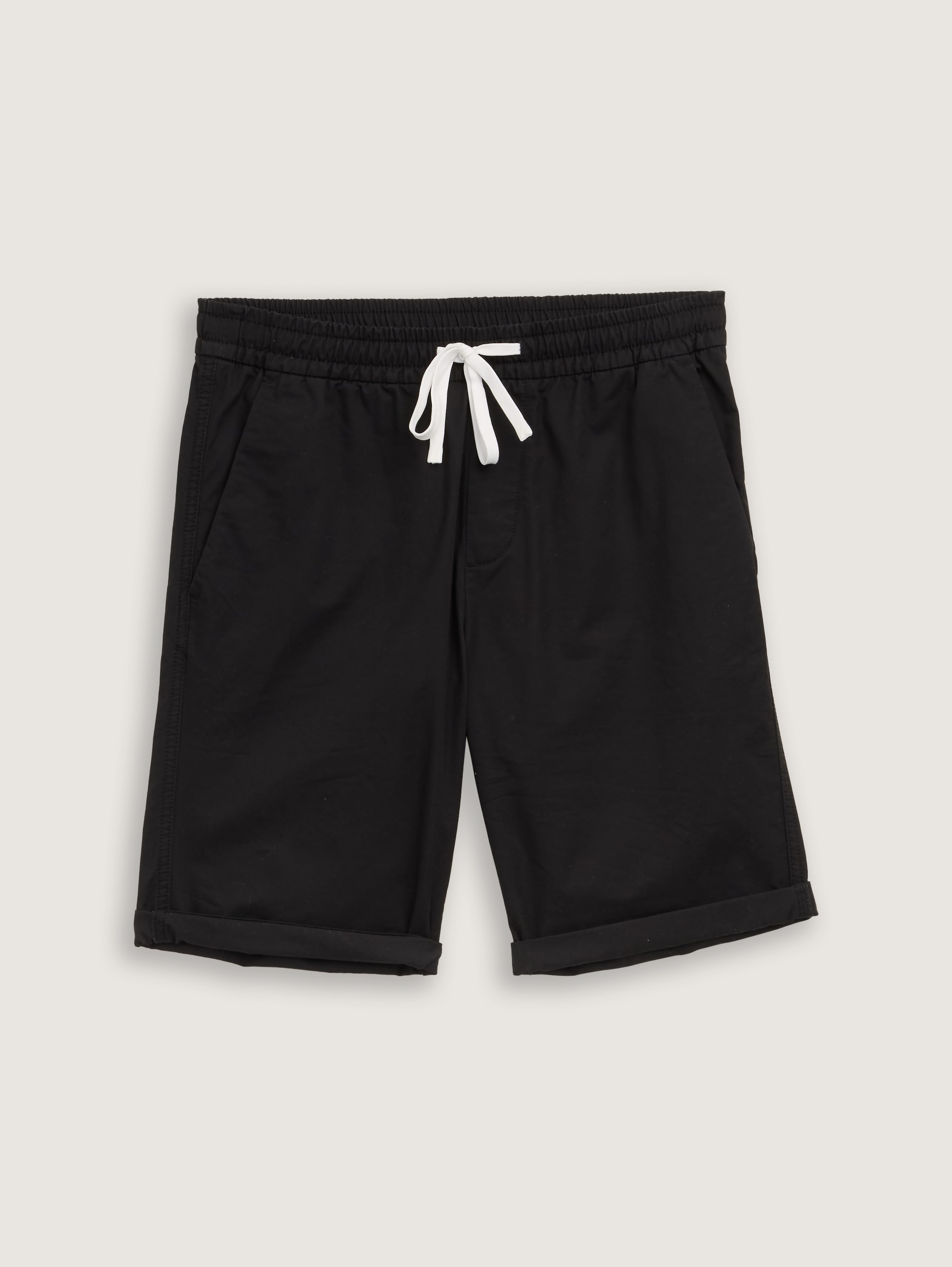 Regular Shorts mit Gummibund aus Baumwolle - black - 
