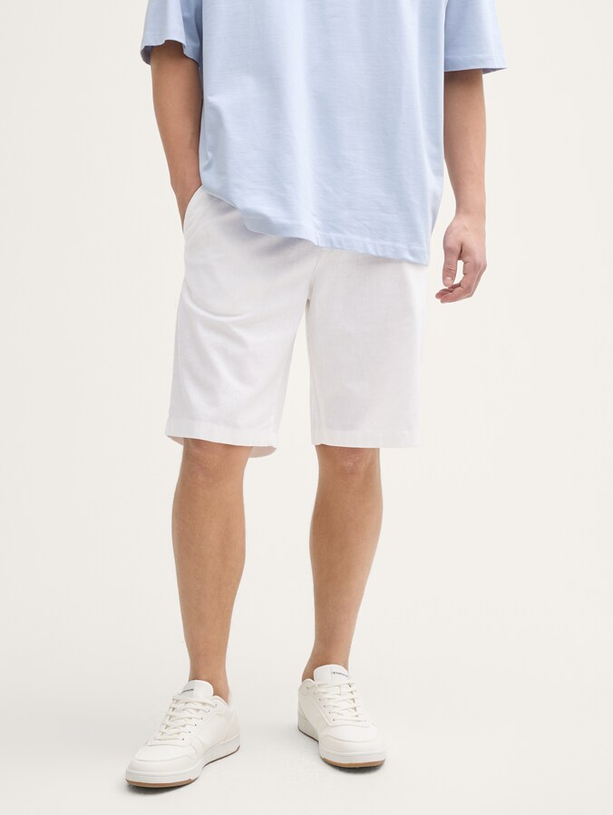 Relaxte shorts met linnen door Denim Male, White