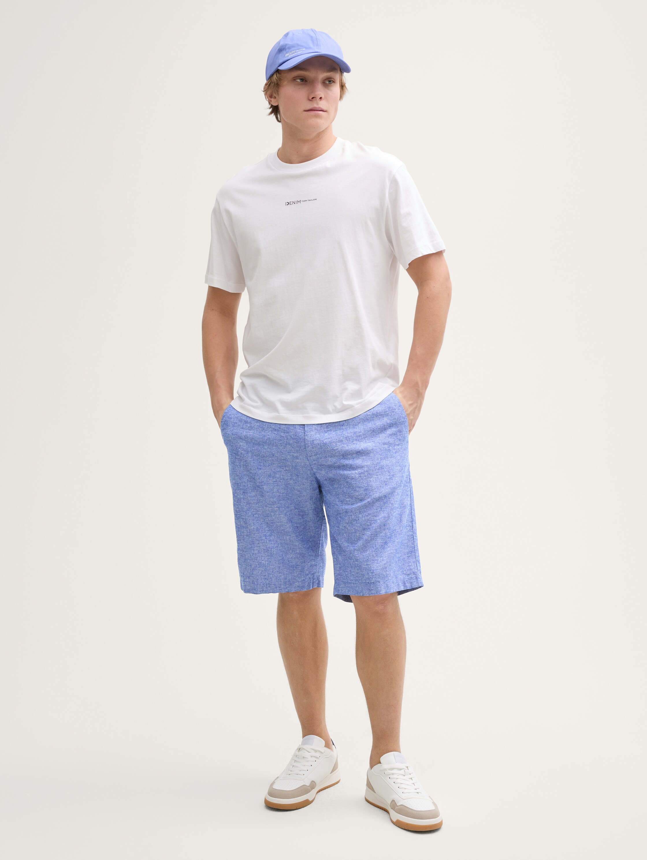 Relaxed Shorts mit Leinenanteil - royal_blue_chambray - 