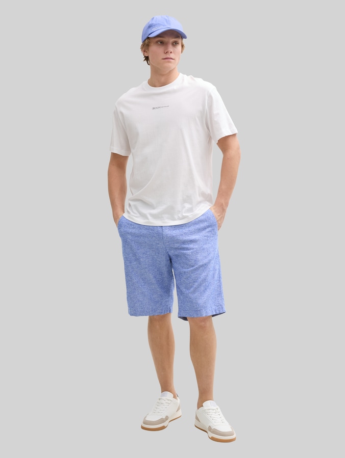 Short décontracté avec du lin par Denim Male, royal blue chambray