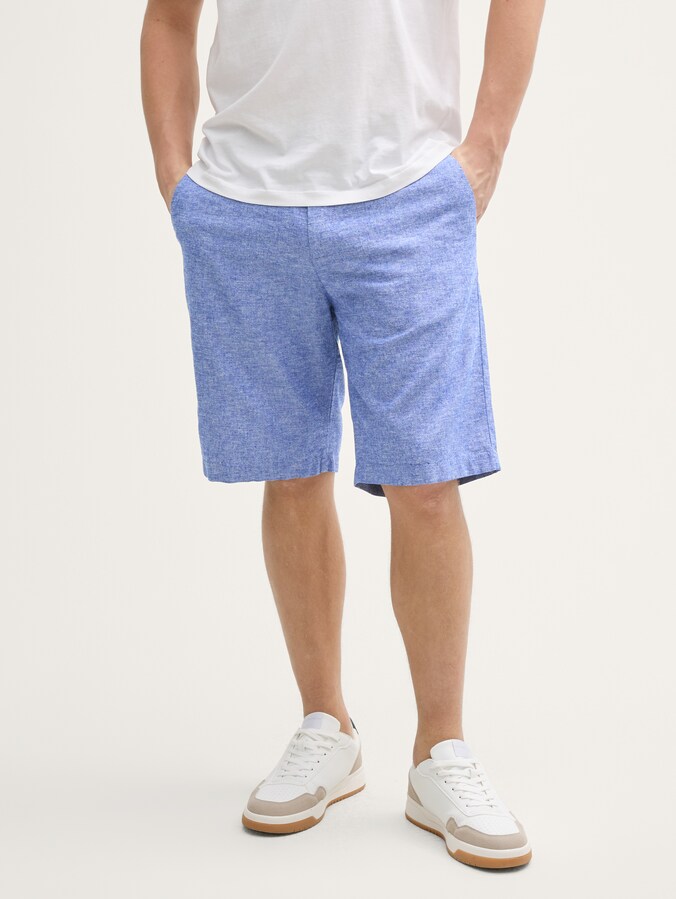 Relaxte shorts met linnen door Denim Male, royal blue chambray