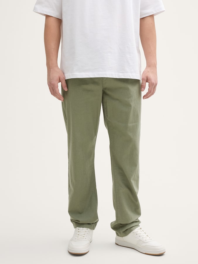 Loose fit broek met linnen door Denim Male, tree moss green
