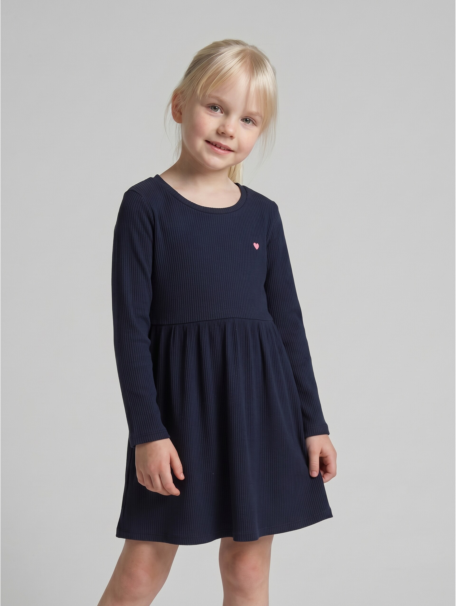 Mini dress with ribbed texture - sky captain blue - Model front view