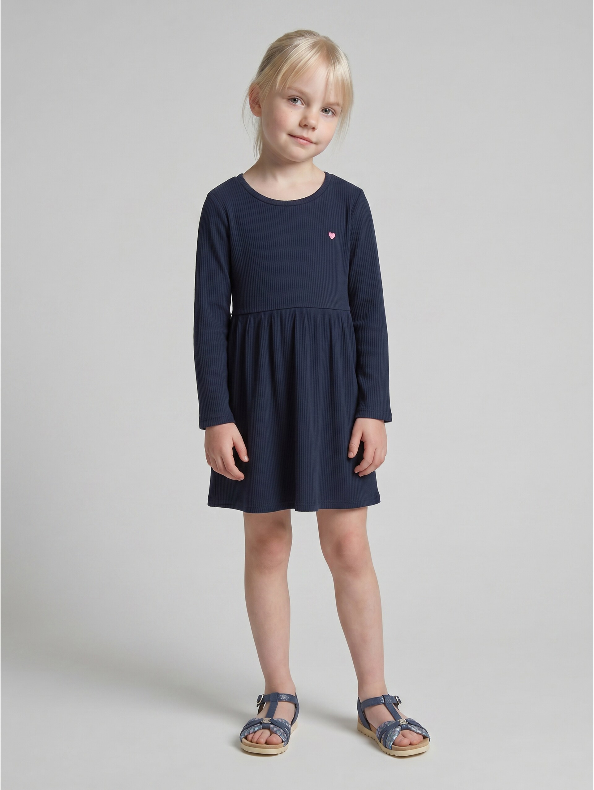 Mini dress with ribbed texture - sky captain blue - side model view