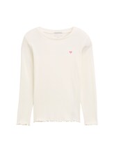 Nicht ausgewählt, Ripp Langarmshirt mit Stickerei von , weiß