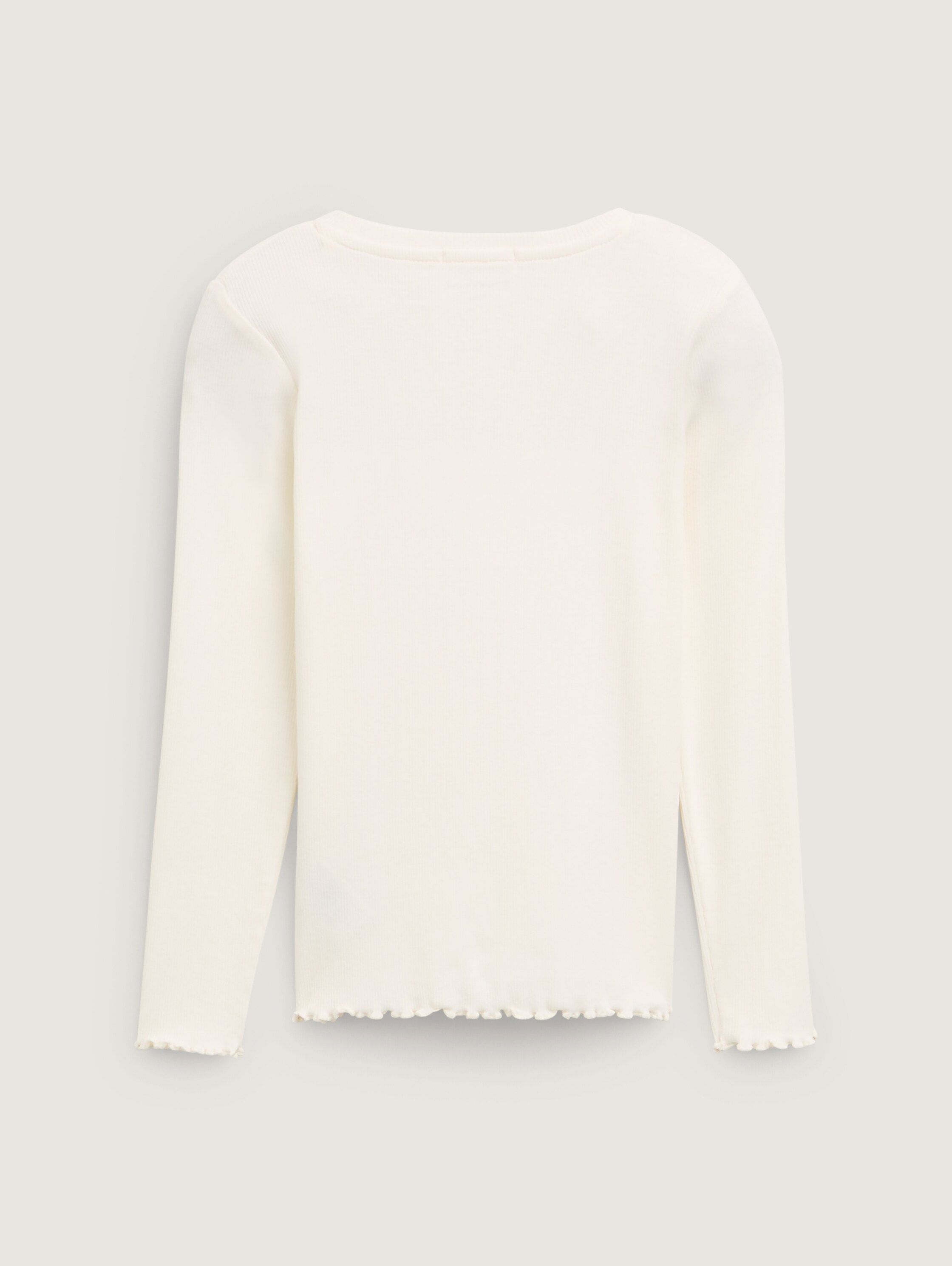 Ripp Langarmshirt mit Stickerei - wool_white - 