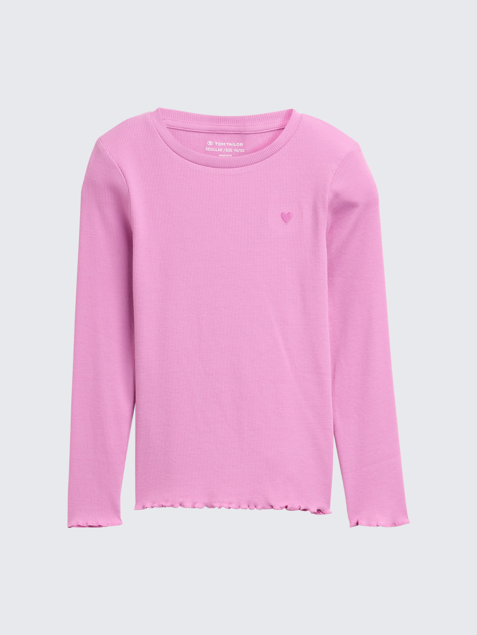 Ripp Langarmshirt mit Stickerei - flashy mauve - Vorder-Produkt-Ansicht