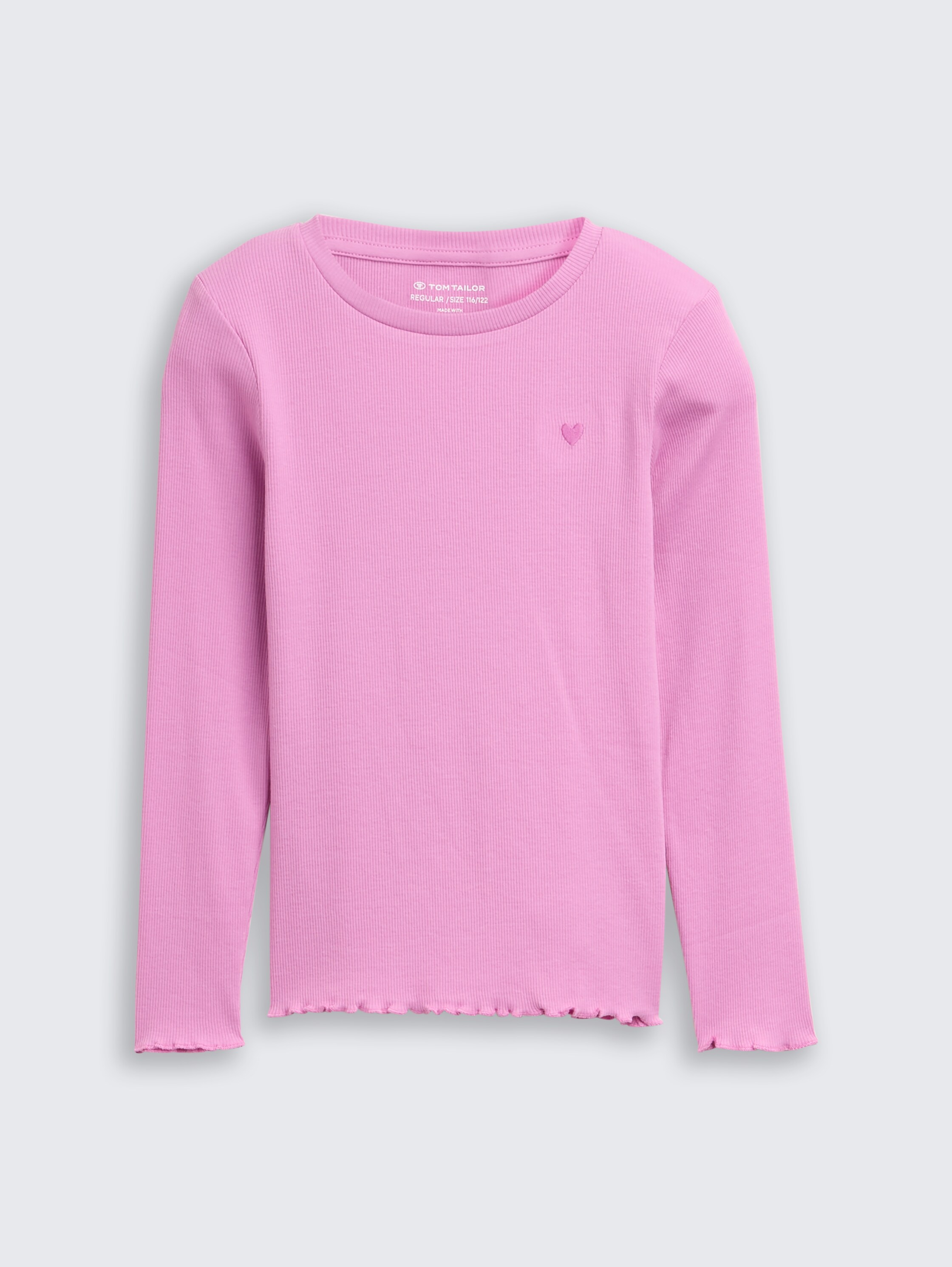 Ripp Langarmshirt mit Stickerei - flashy_mauve - 