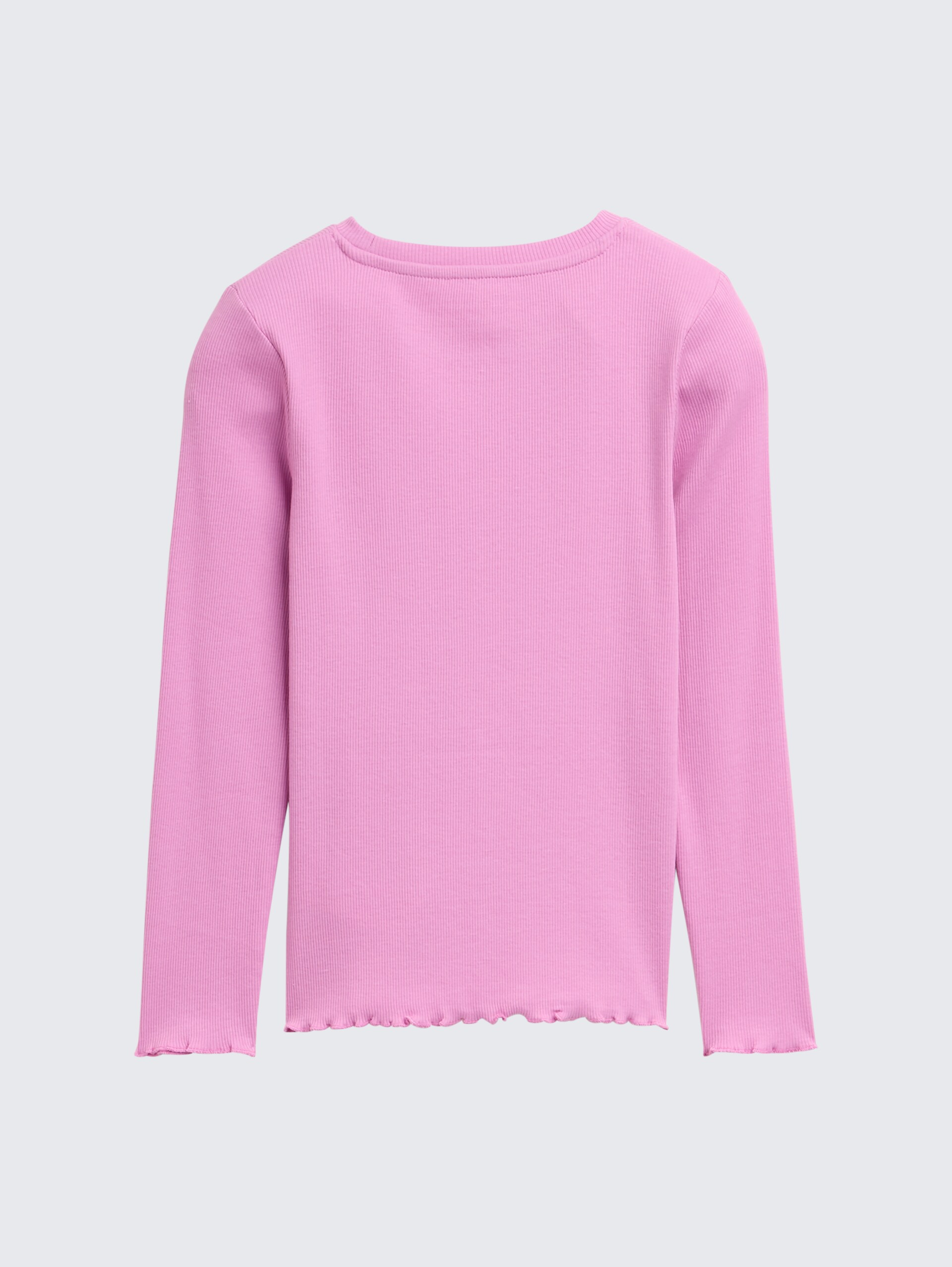 Ripp Langarmshirt mit Stickerei - flashy mauve