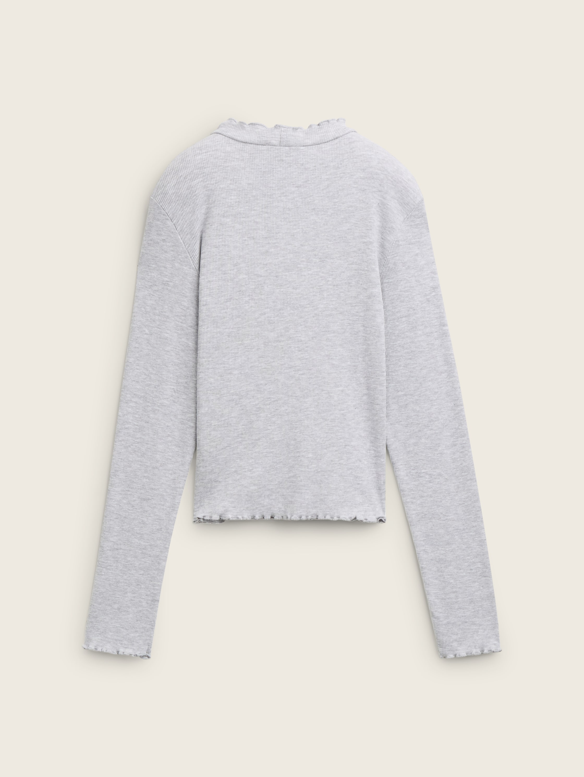 Cropped shirt met lange mouwen van biologisch katoen - Light Stone Grey Melange