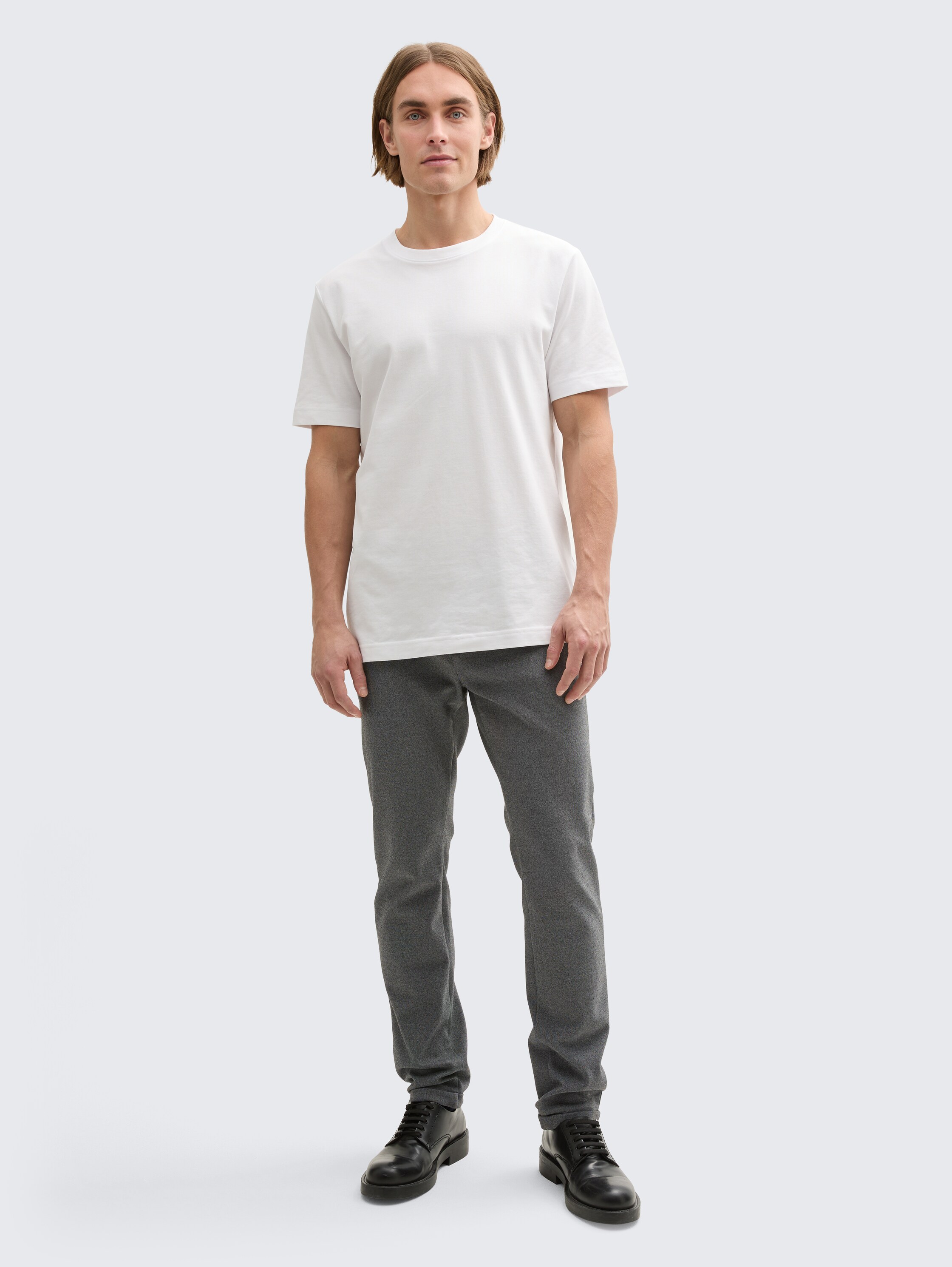 TTTRAVIS SLIM Chino Hose aus Piqué Jersey - black_white_birds_eye - 