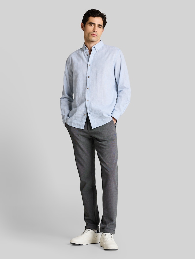 TTTRAVIS SLIM chino van piqué jersey door Men, black white birds eye