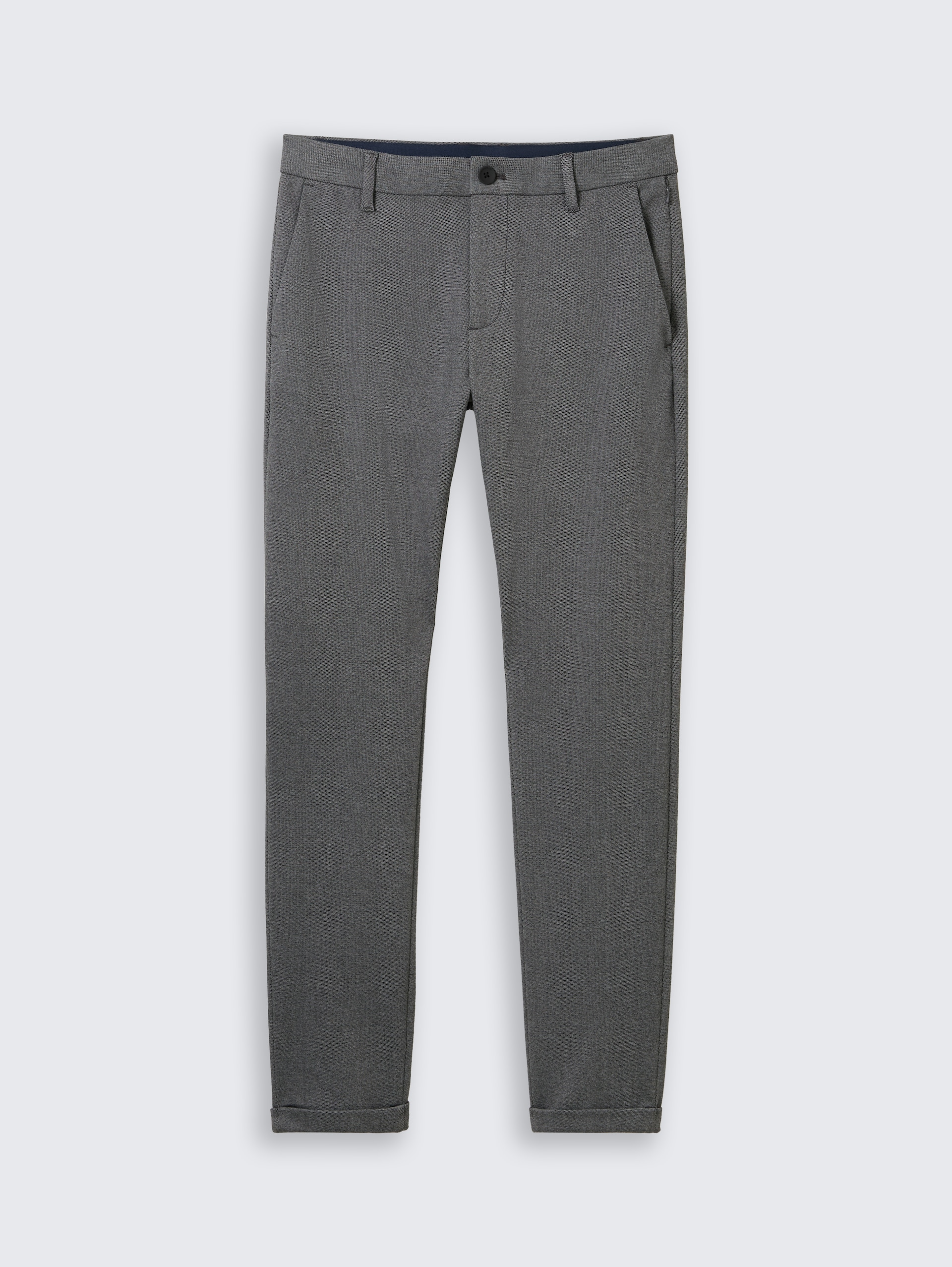 TTTRAVIS SLIM Chino Hose aus Piqué Jersey - black white birds eye - Vorder-Produkt-Ansicht