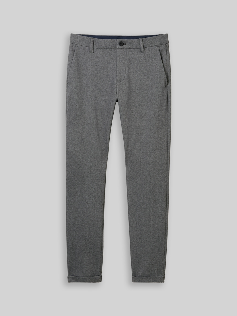 Pantalon chino TTTRAVIS SLIM en jersey piqué par Men, black white birds eye