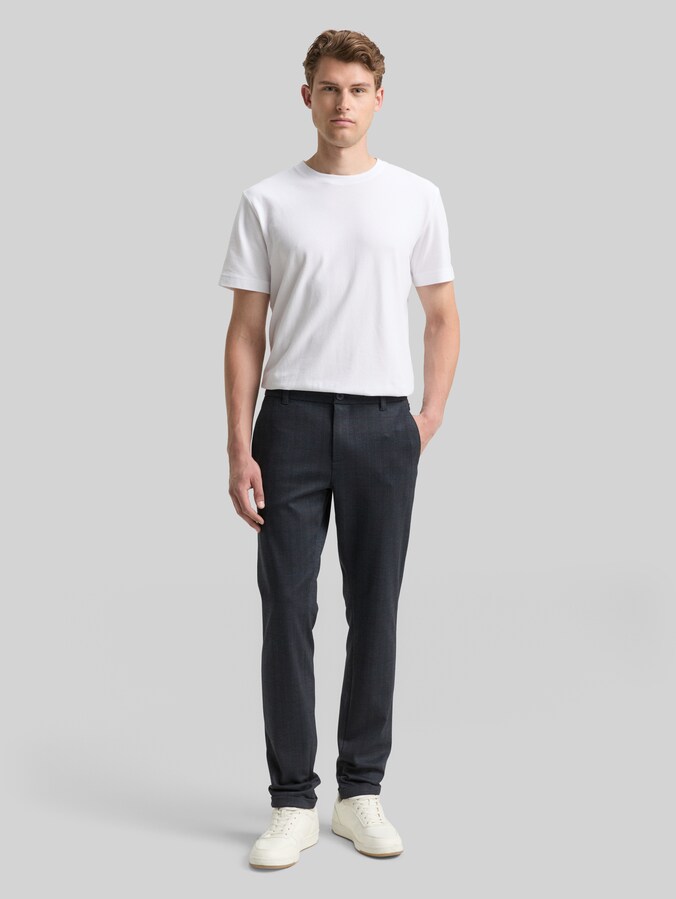 TTTRAVIS SLIM chino van piqué jersey door Men, navy tonal check