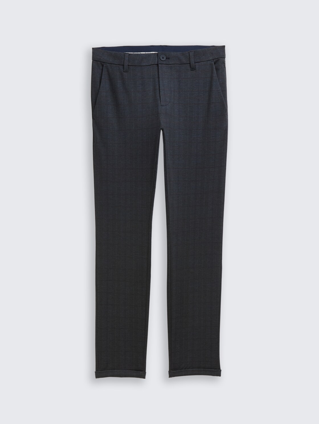 TTTRAVIS SLIM Chino Hose aus Piqué Jersey - navy tonal check - Vorder-Produkt-Ansicht