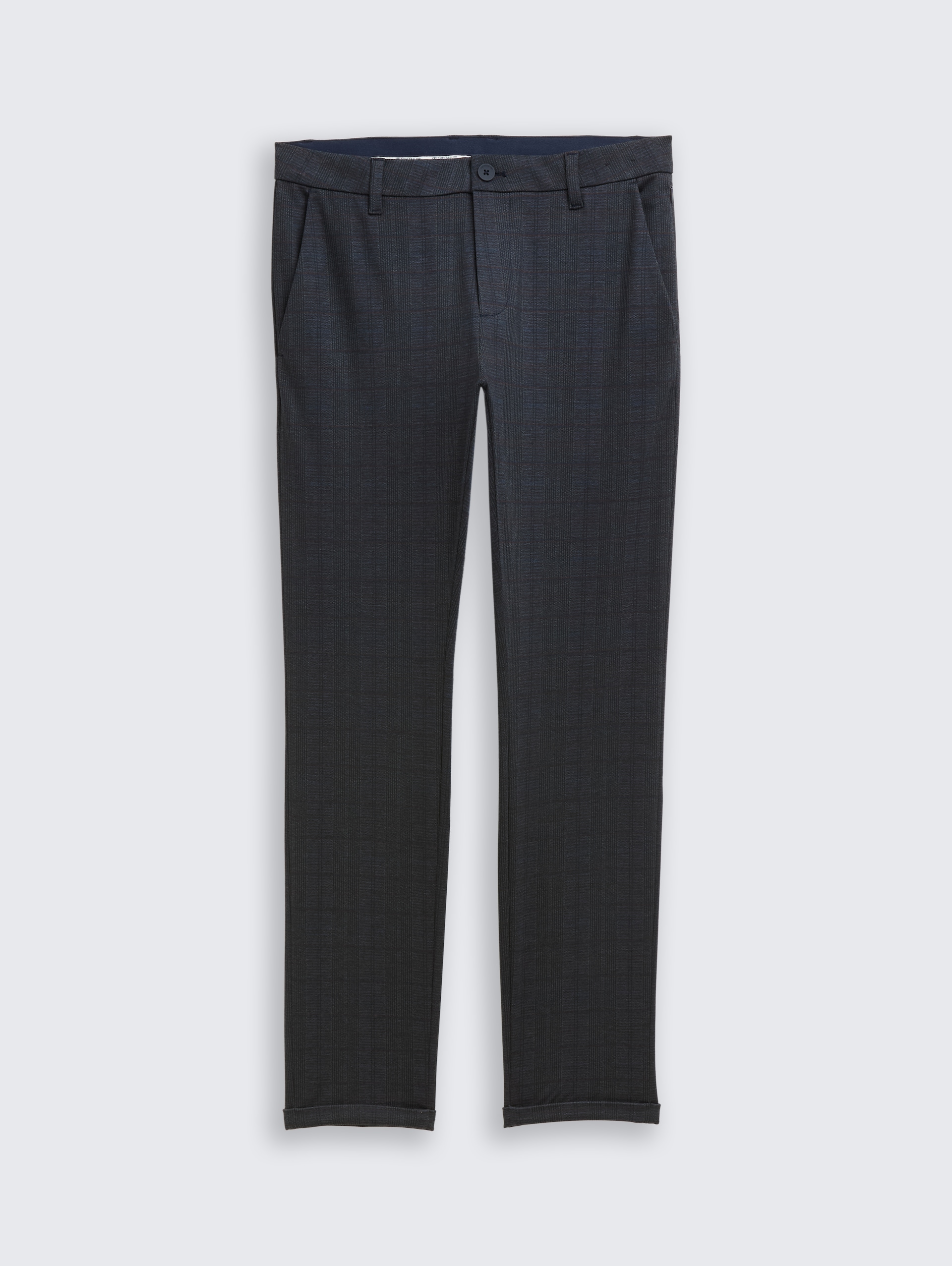 TTTRAVIS SLIM Chino Hose aus Piqué Jersey - navy tonal check - Vorder-Produkt-Ansicht