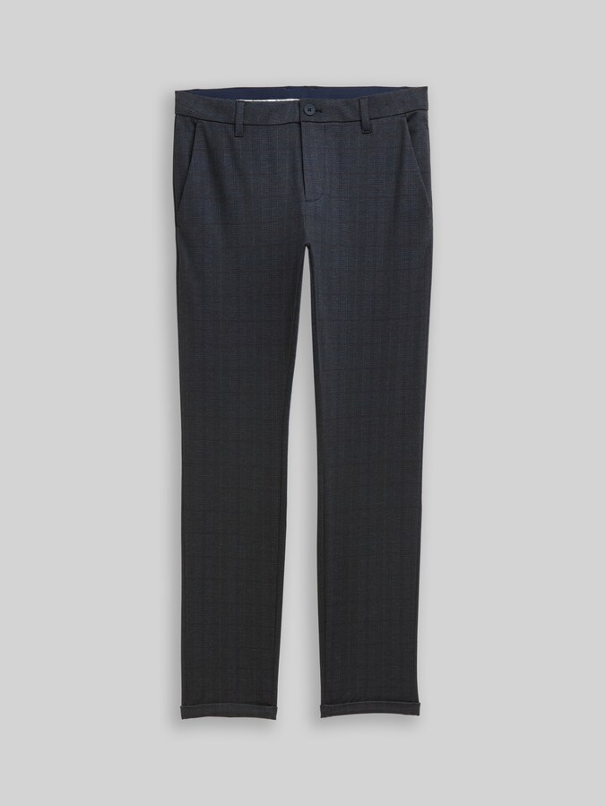 TTTRAVIS SLIM chino van piqué jersey door Men, navy tonal check