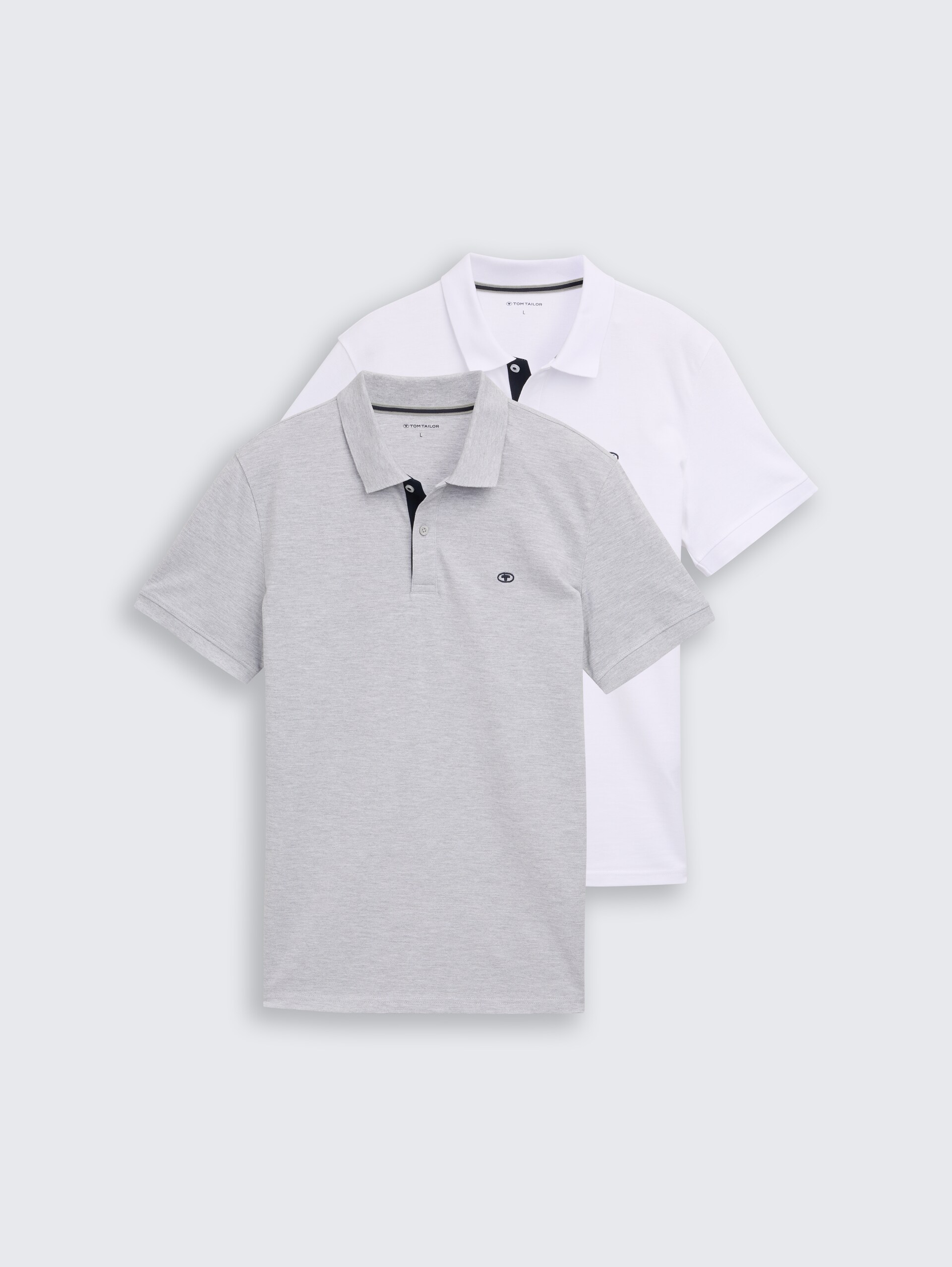 Poloshirts in 2-pack - Light Stone Grey Melange