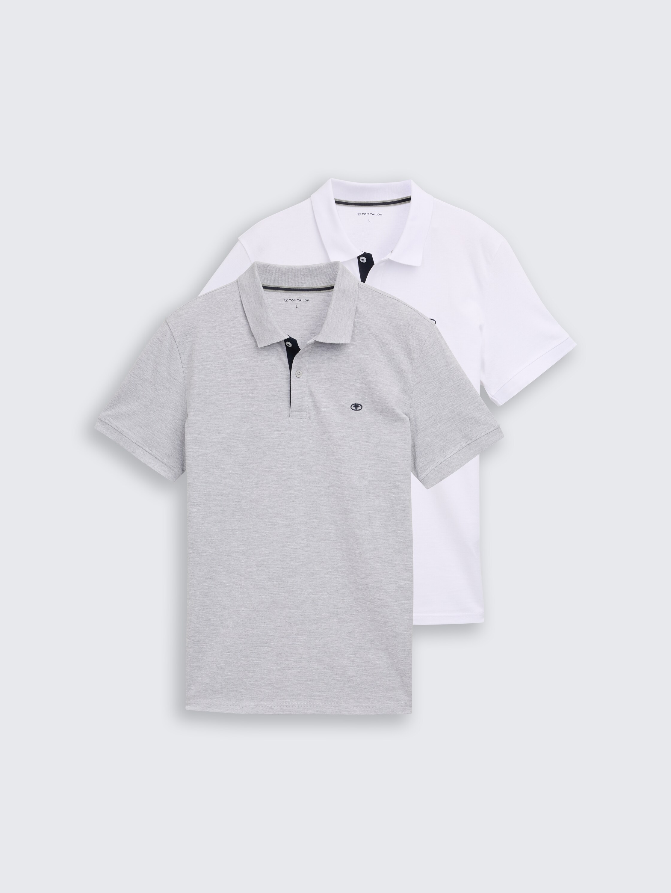 Poloshirts im 2er-Pack - light_stone_grey_melange - 