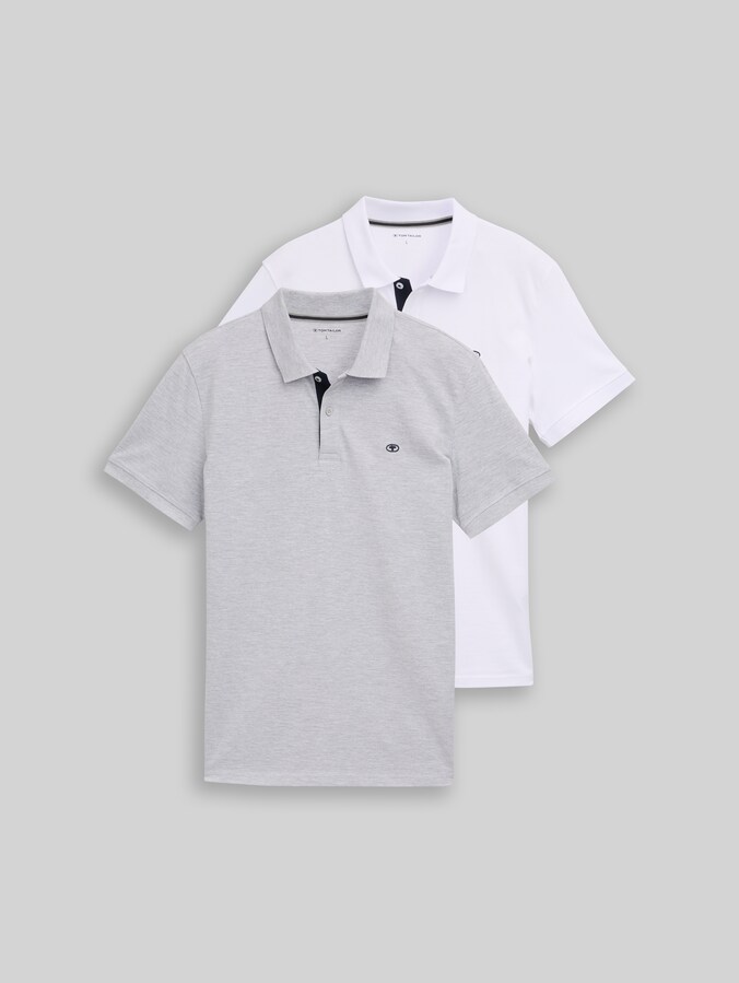 Poloshirts im 2er-Pack von Men, Light Stone Grey Melange