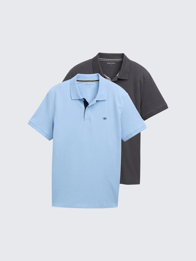 Poloshirts in een set van 2 door Men, washed out middle blue