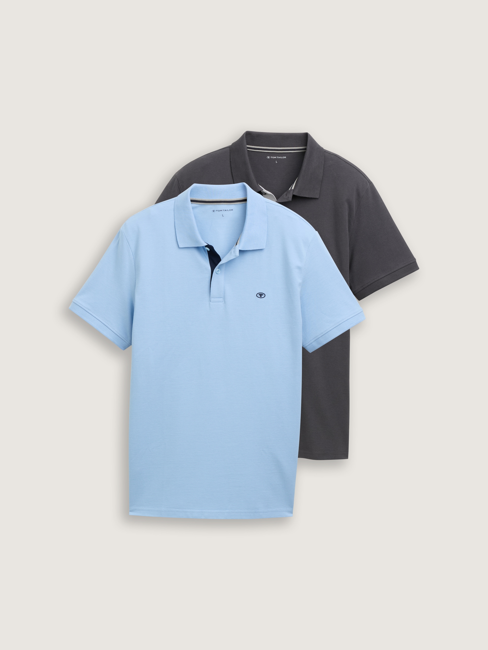 Poloshirts in 2-pack - washed out middle blue