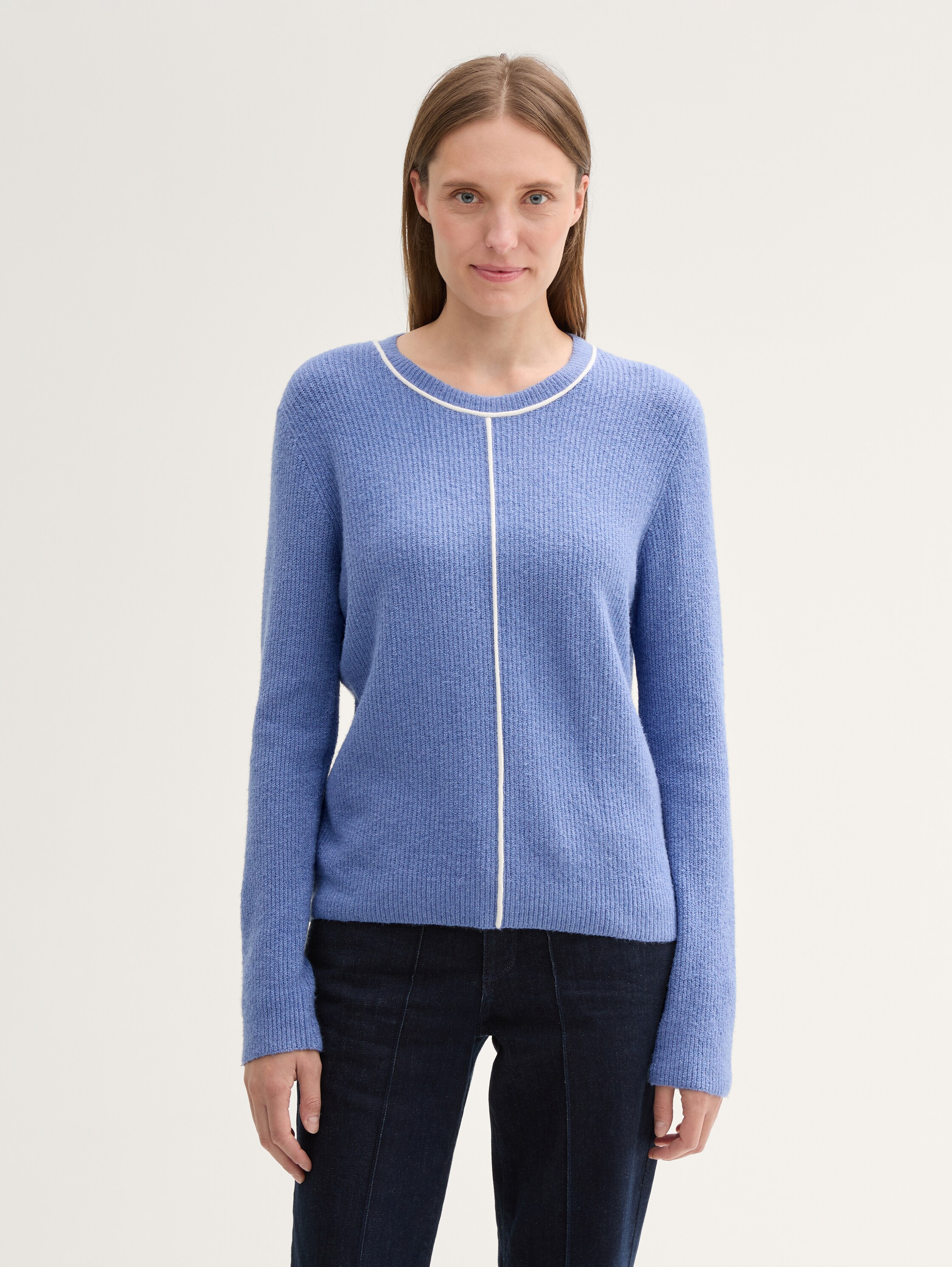 Strickpullover mit Ziernaht - colony_blue_melange_1 - 