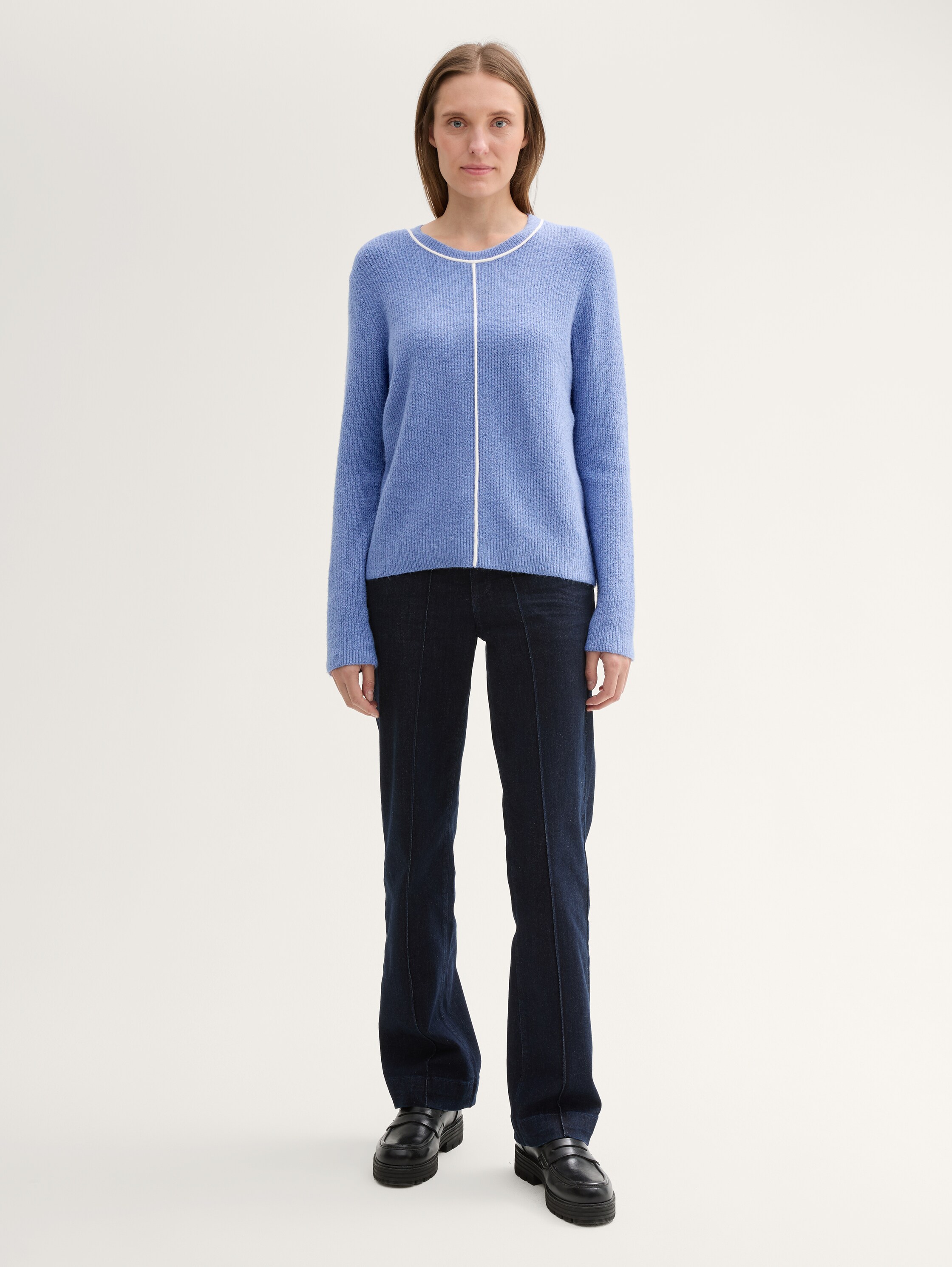 Strickpullover mit Ziernaht - colony_blue_melange_1 - 