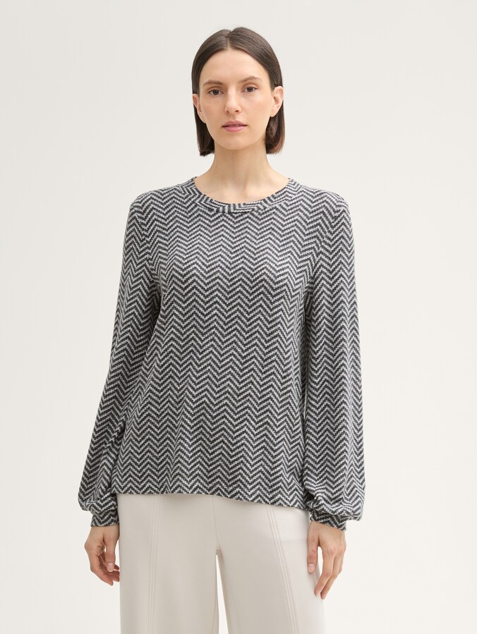 Shirt met lange mouwen en patroon door Women, printed heringbone structure