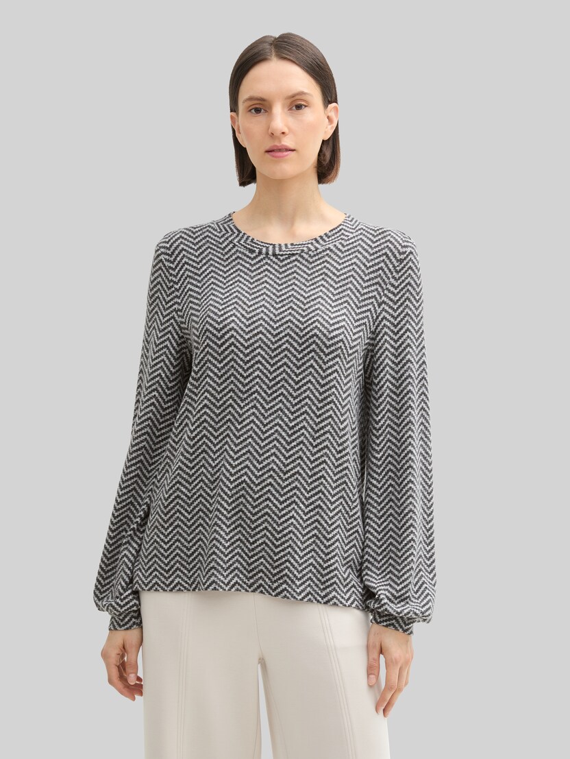 Langarmshirt mit Muster von Women, printed heringbone structure