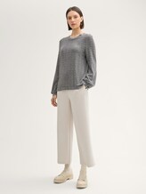 Langarmshirt mit Muster - printed heringbone structure - Model-Vorderansicht