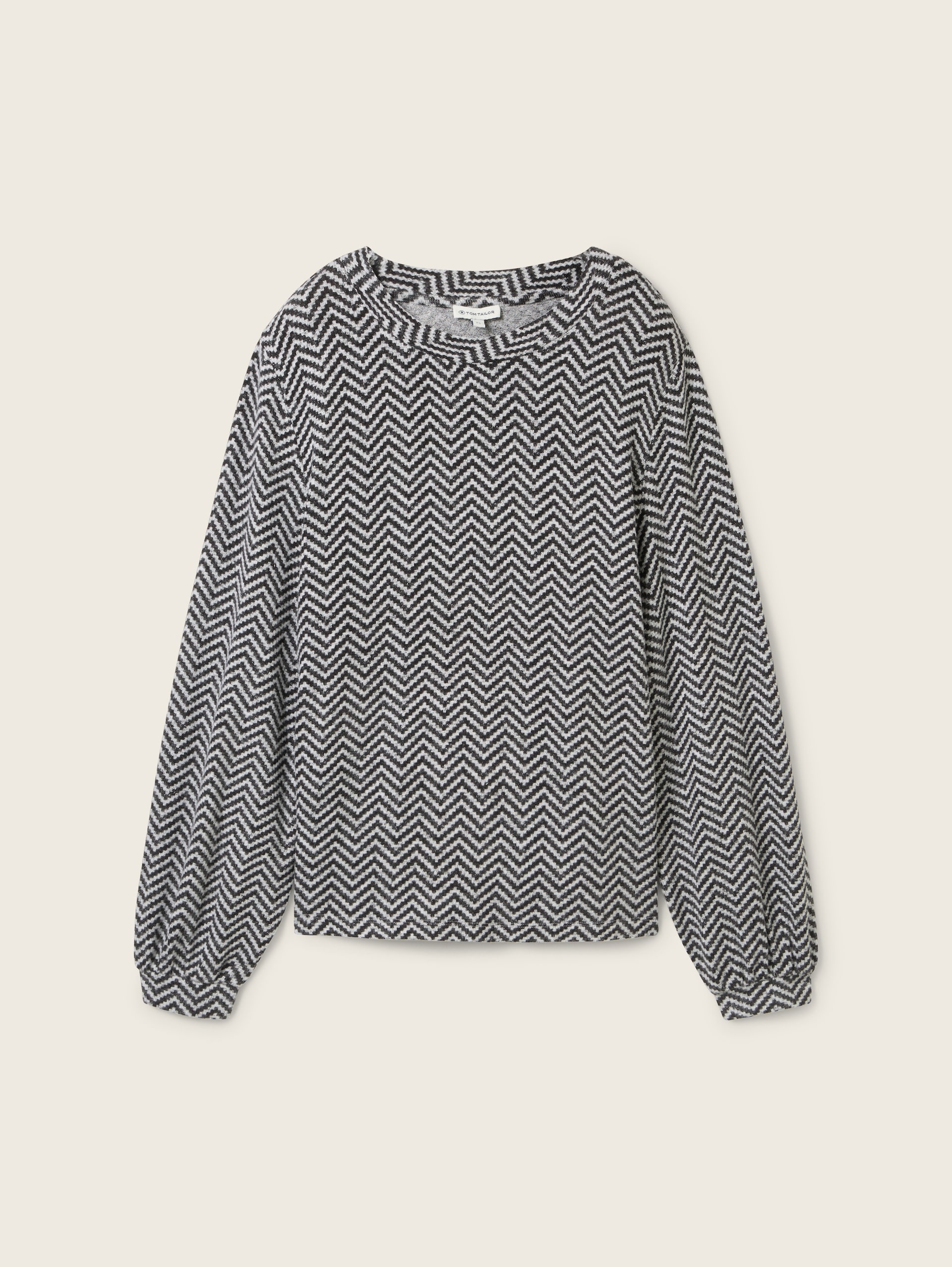 Shirt met lange mouwen met patroon - printed heringbone structure - Product vooraanzicht