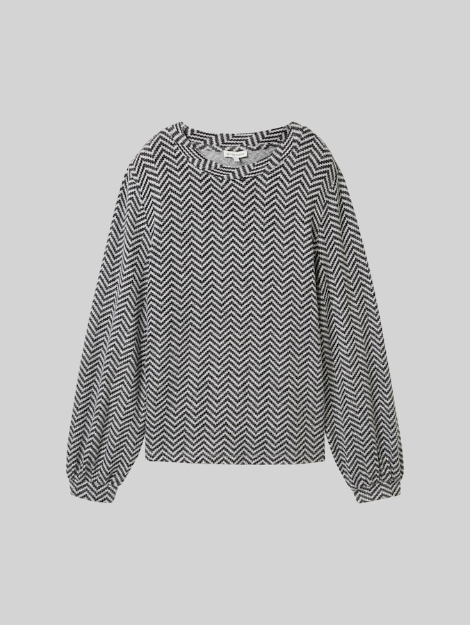 T-shirt met lange mouwen en patroon door Women, printed heringbone structure