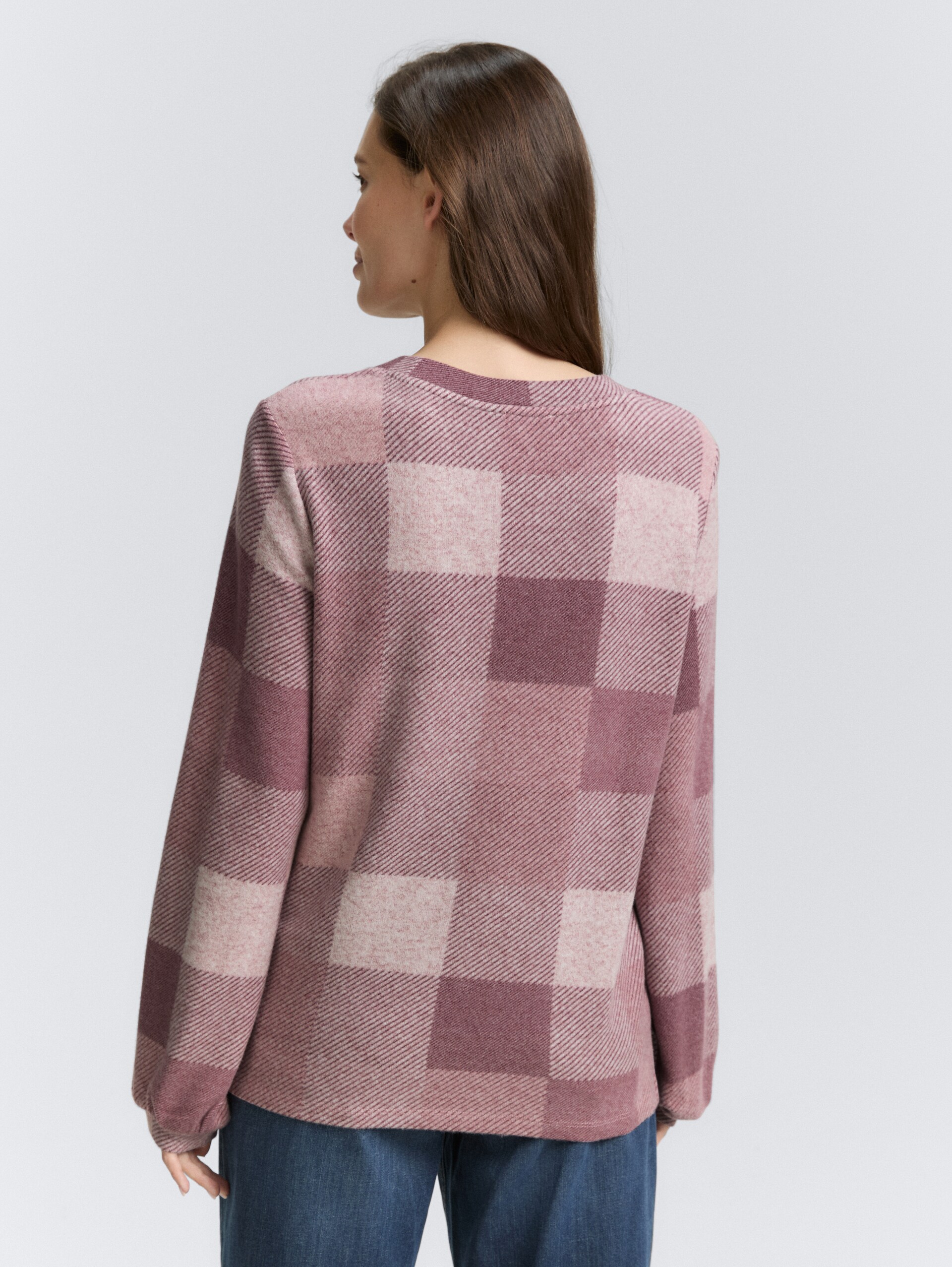 Shirt met lange mouwen met patroon - berry cosy check - Neklijn model-achteraanzicht
