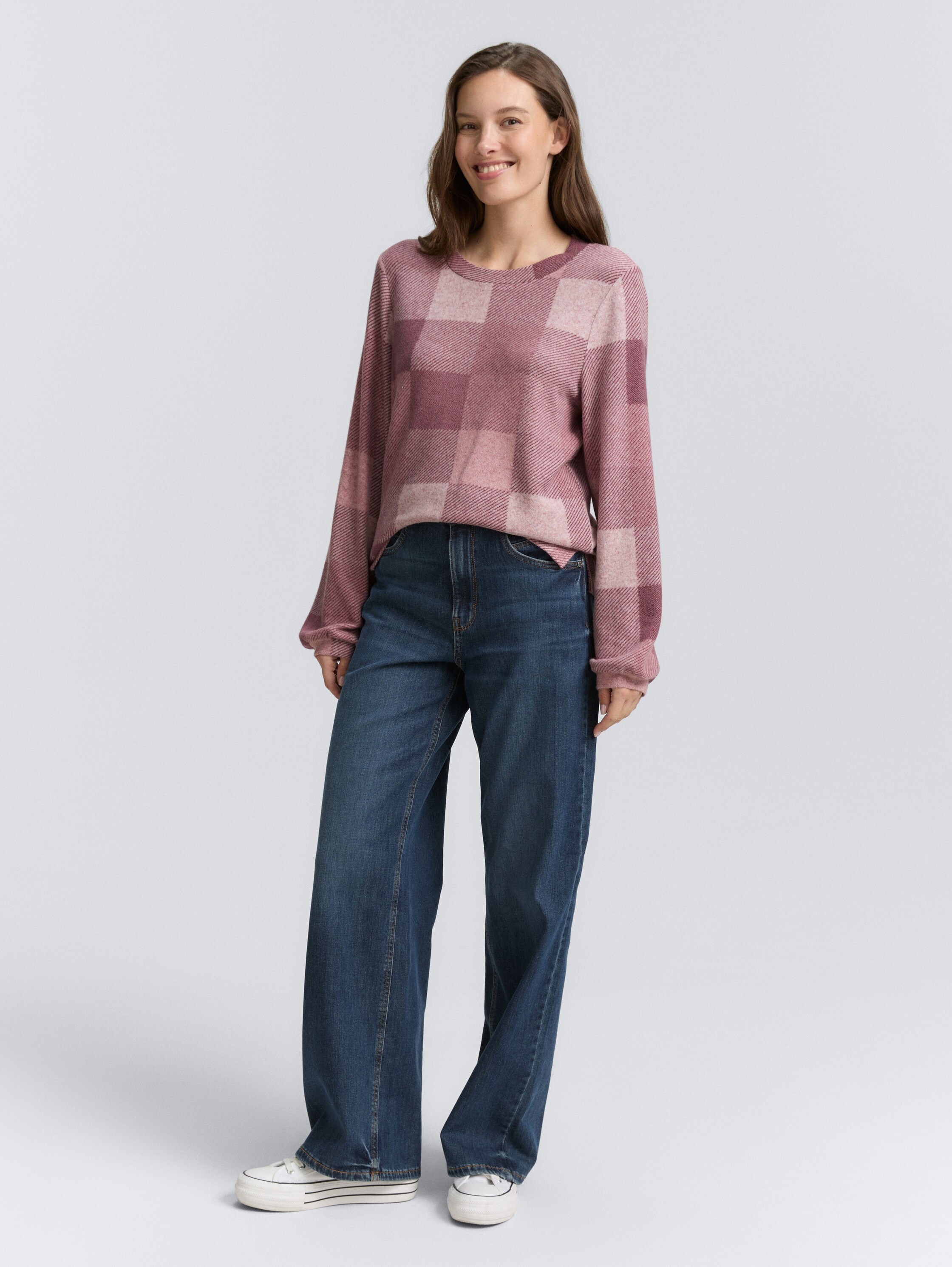 Langarmshirt mit Muster - berry_cosy_check - 